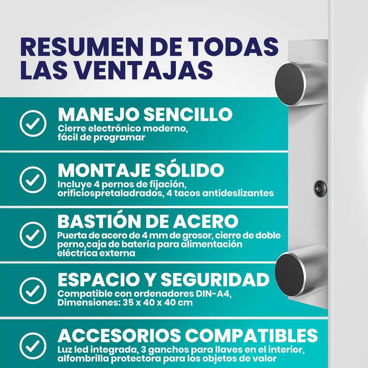 Deuba Caja Fuerte de Seguridad Electrónica 35x40x40cm Cerradura de Combinación Pared Suelo