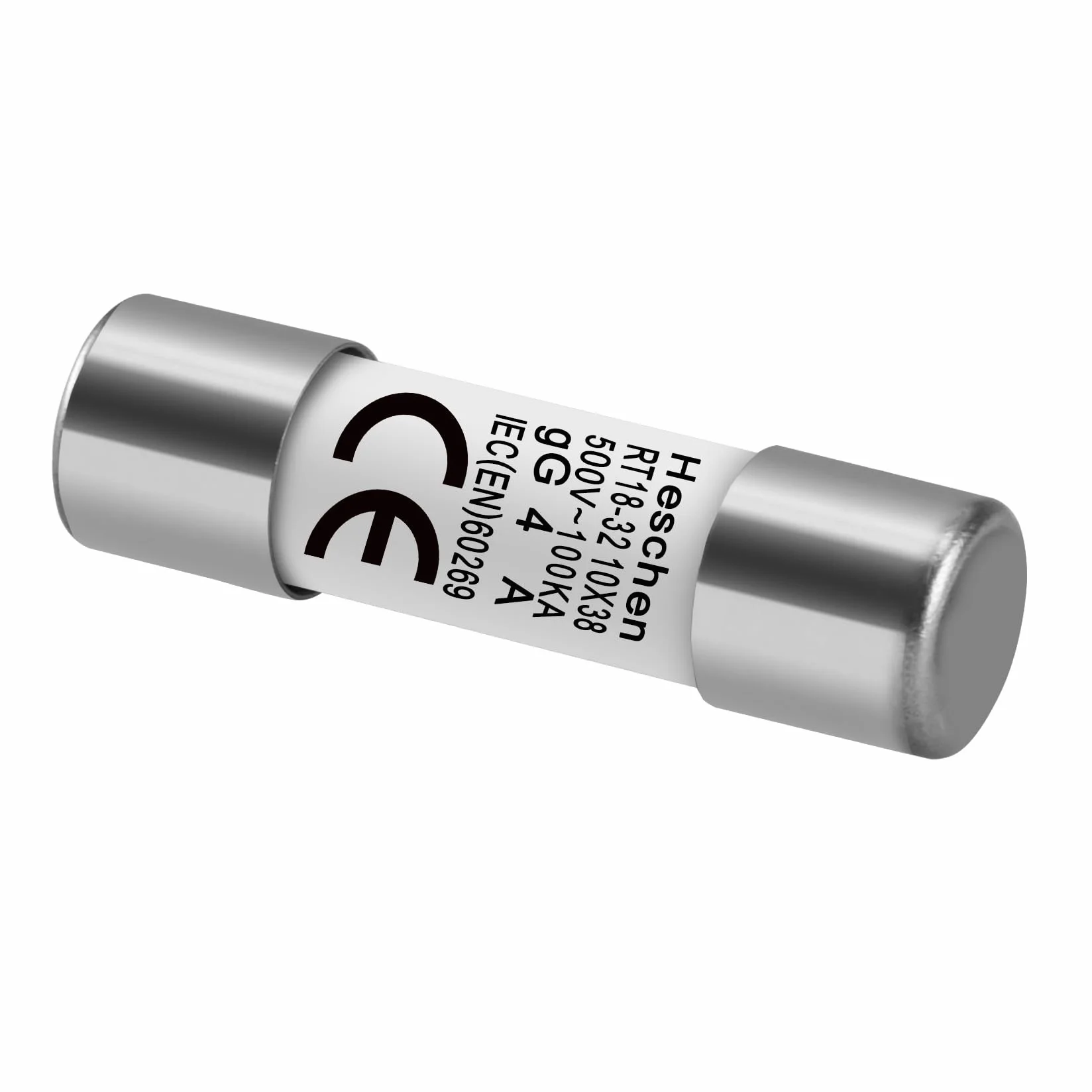 Heschen RT18-32 (RO15) Tubo cilíndrico de cerámica de enlace de fusible, 10x38 mm, 4A 500V, Pack de 10