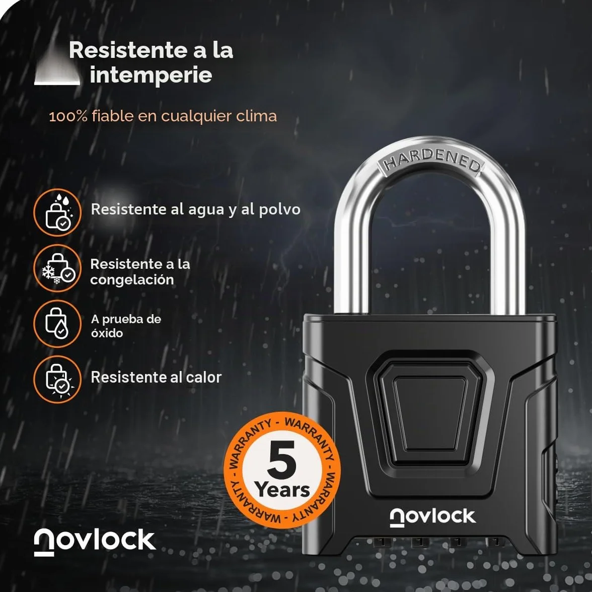 Candado de combinación de alta resistencia para exterior – impermeable, arco de 8 mm resistente al corte – para portones, vallas, cobertizos, trasteros, taquillas y armarios – pack de 1, negro