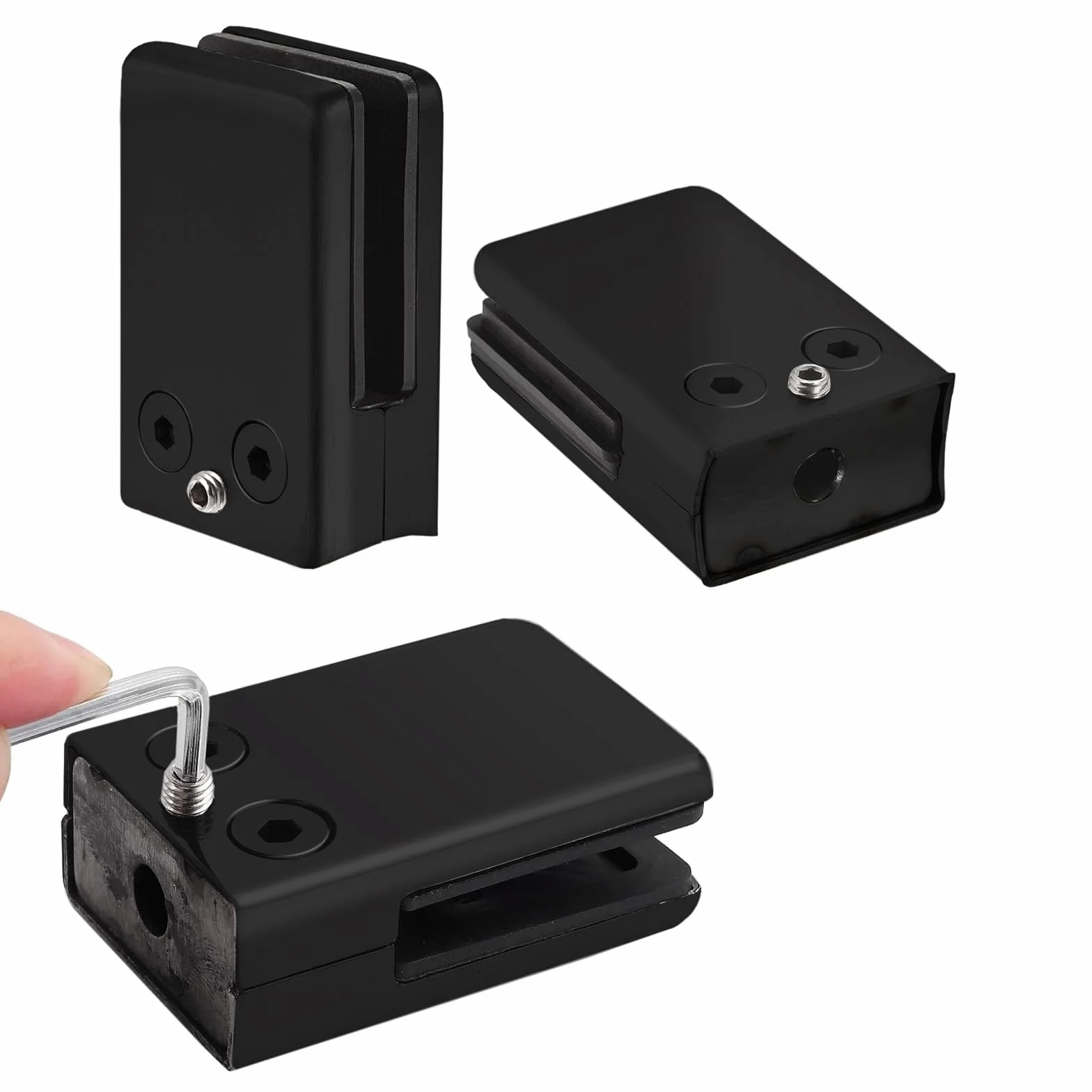 Abrazadera de Cristal 10-12mm Abrazadera de Vidrio Abrazadera de Clip de Vidrio para Baranda Barandilla de Escalera Pasamanos 6 Piezas Negro
