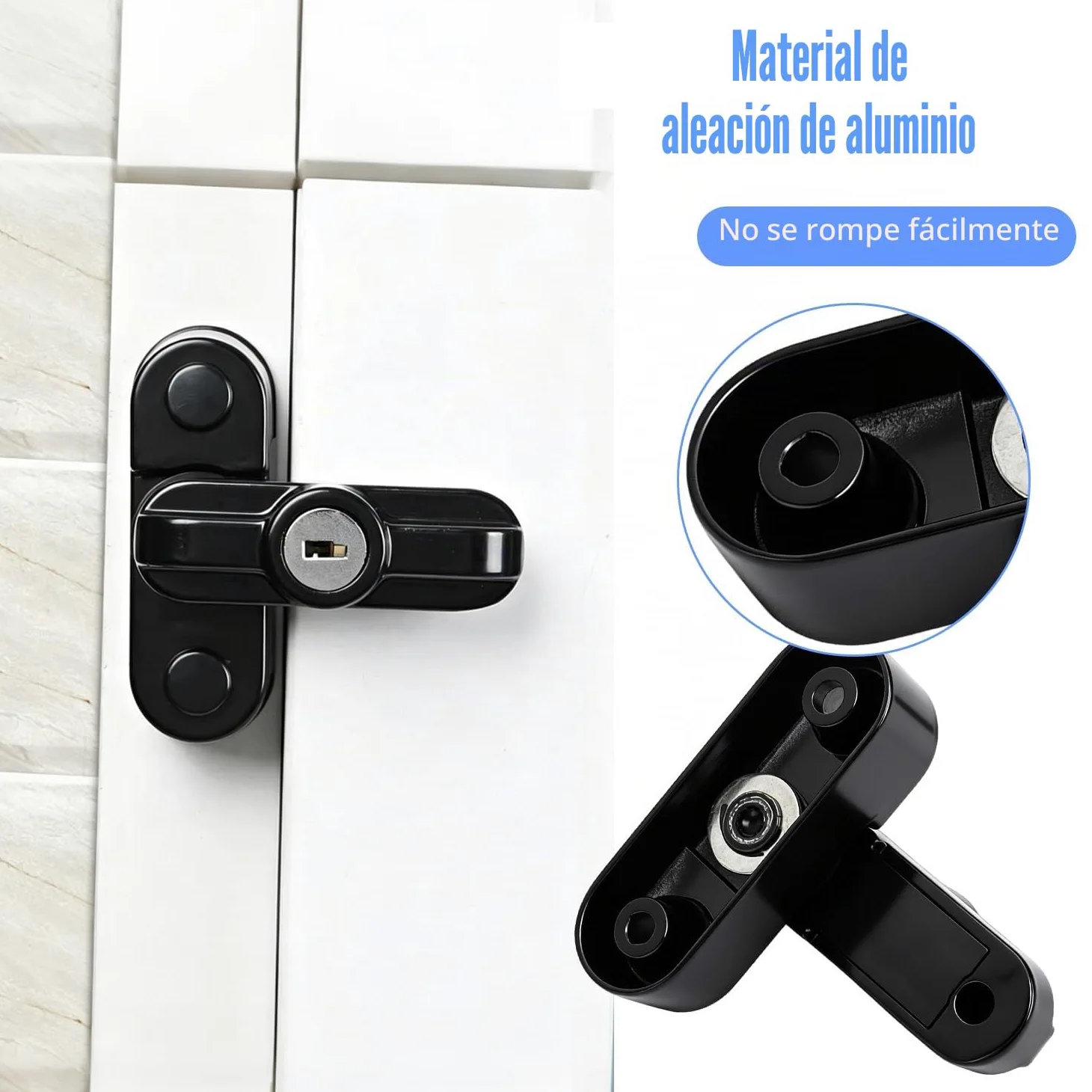 Tissting 4 Piezas Bloqueador de Seguridad Extra de la Aleación Cerradura de Ventana Externa con 2 Llaves, Cerradura de Hebilla En Forma de T de Ventana para Ventana Doble Individual (Negro)