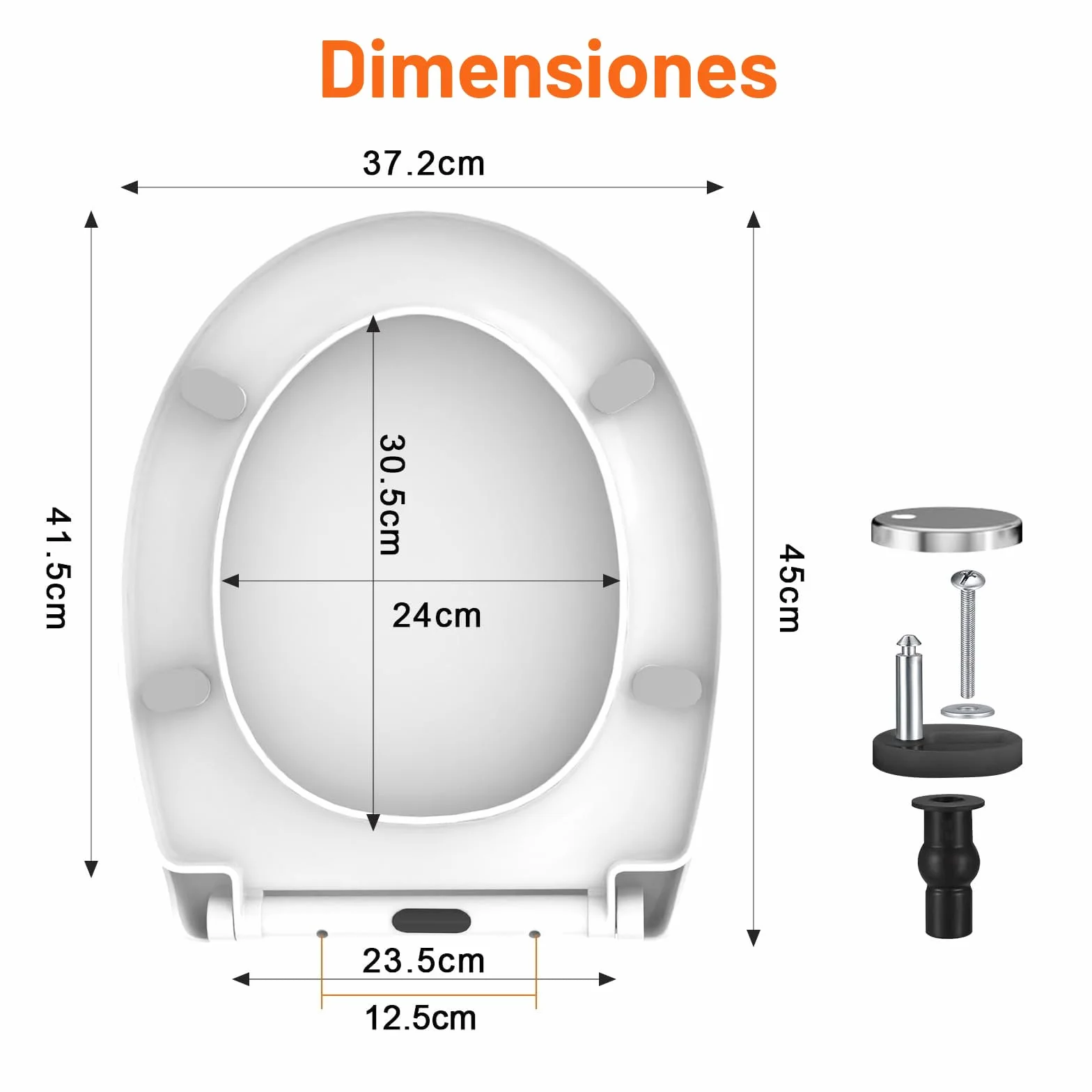 SURFOU Tapa WC Universal, Forma O Asiento Inodoro, Soporta Hasta 150 Kg Tapas de Water, Instalación Sencilla, Desmontaje Rápido y Cierre Silencioso, Adecuado para Baño