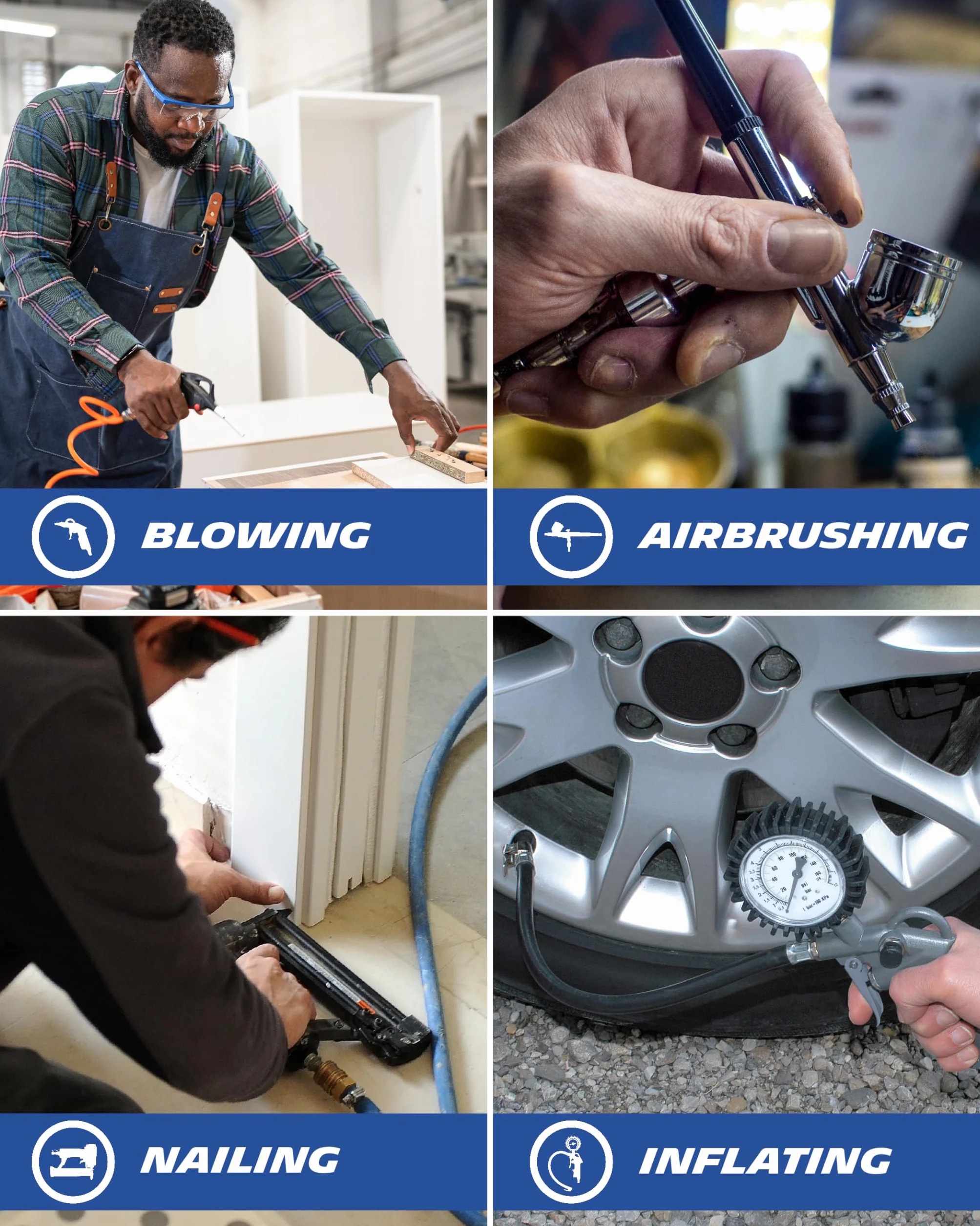 Compresor de aire portátil MICHELIN MBL6 6L 1,5 hp 8 bar 160 l/min
