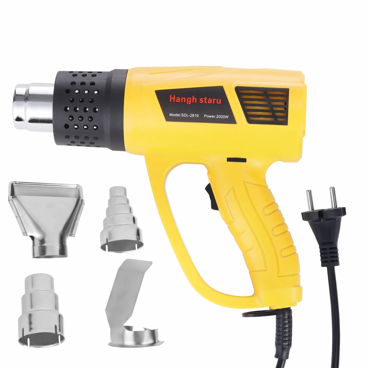 Pistola de Aire Caliente 2000W, Temp. Variable 140℉-1112℉ (60-600℃), Calefactor de Cerámica, 4 Boquillas, Protección Sobrecalentamiento, Calentamiento/Soldadura/Contracción