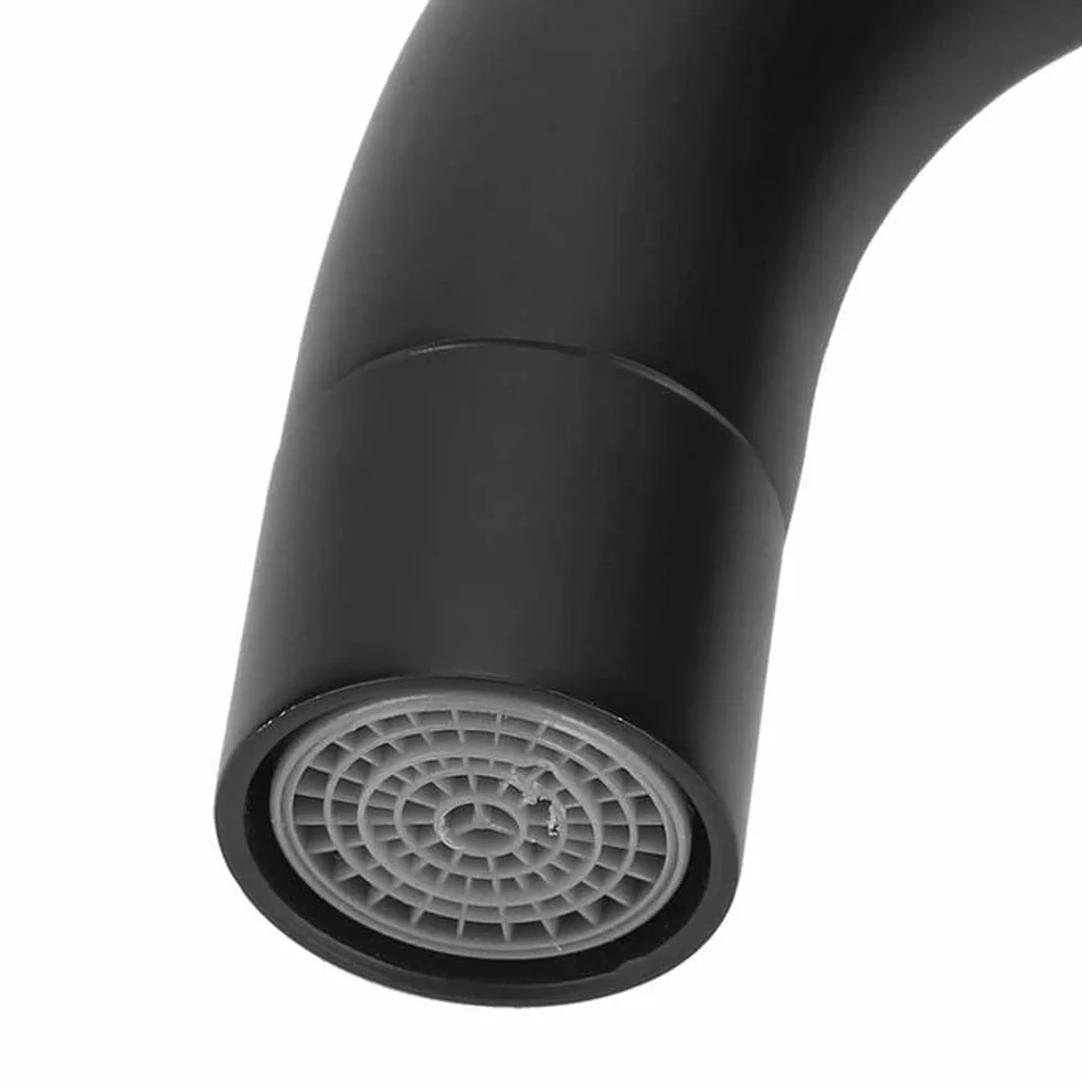 Grifo para lavabo de baño, grifo de lavabo frío individual de acero inoxidable, diseño retro elegante, negro mate negro mate para baño, inodoro (S)
