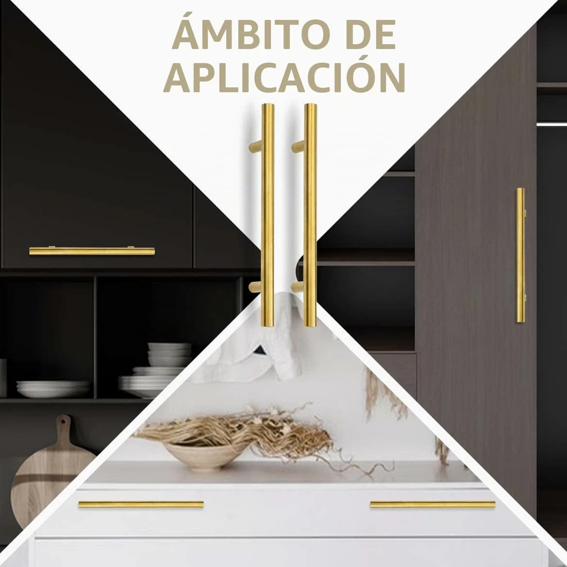 Bwintech 24 Piezas 150MM (96MM Agujero Central) Tiradores Dorados para Tiradores de Cocina, Acero Inoxidable, Ideal para Gabinete, Cajón, Armario