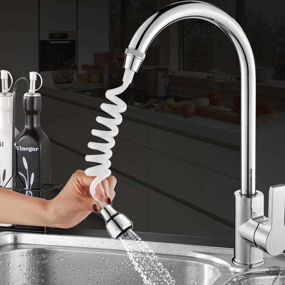 MAGT Extensor de Grifo, Grifo doméstico de Alta Elasticidad Extensor Alargado Manguera Larga Grifo de Agua con Espuma retráctil(White)