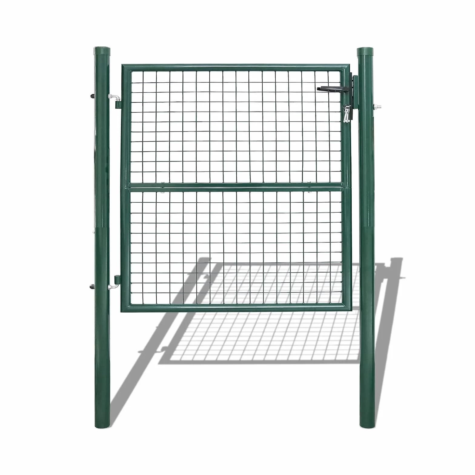 Puerta de jardín de acero galvanizado, puerta de jardín, puerta de patio, puerta de valla, verde, con cerradura y picaporte (100 x 100 cm)
