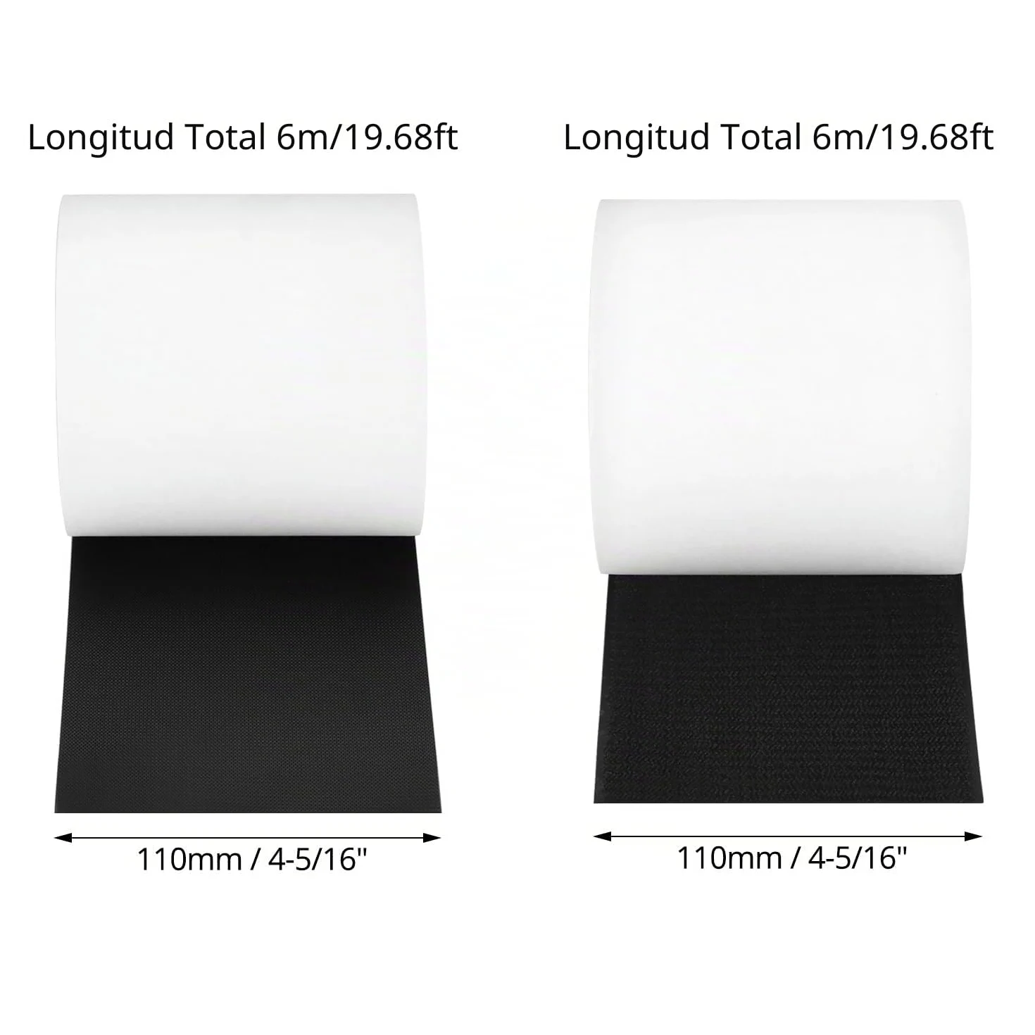 QWORK® 11cm x 6M Cinta gancho y bucle fuerte con adhesiva, Solución antideslizante para cojines, colchones y alfombras de sofá