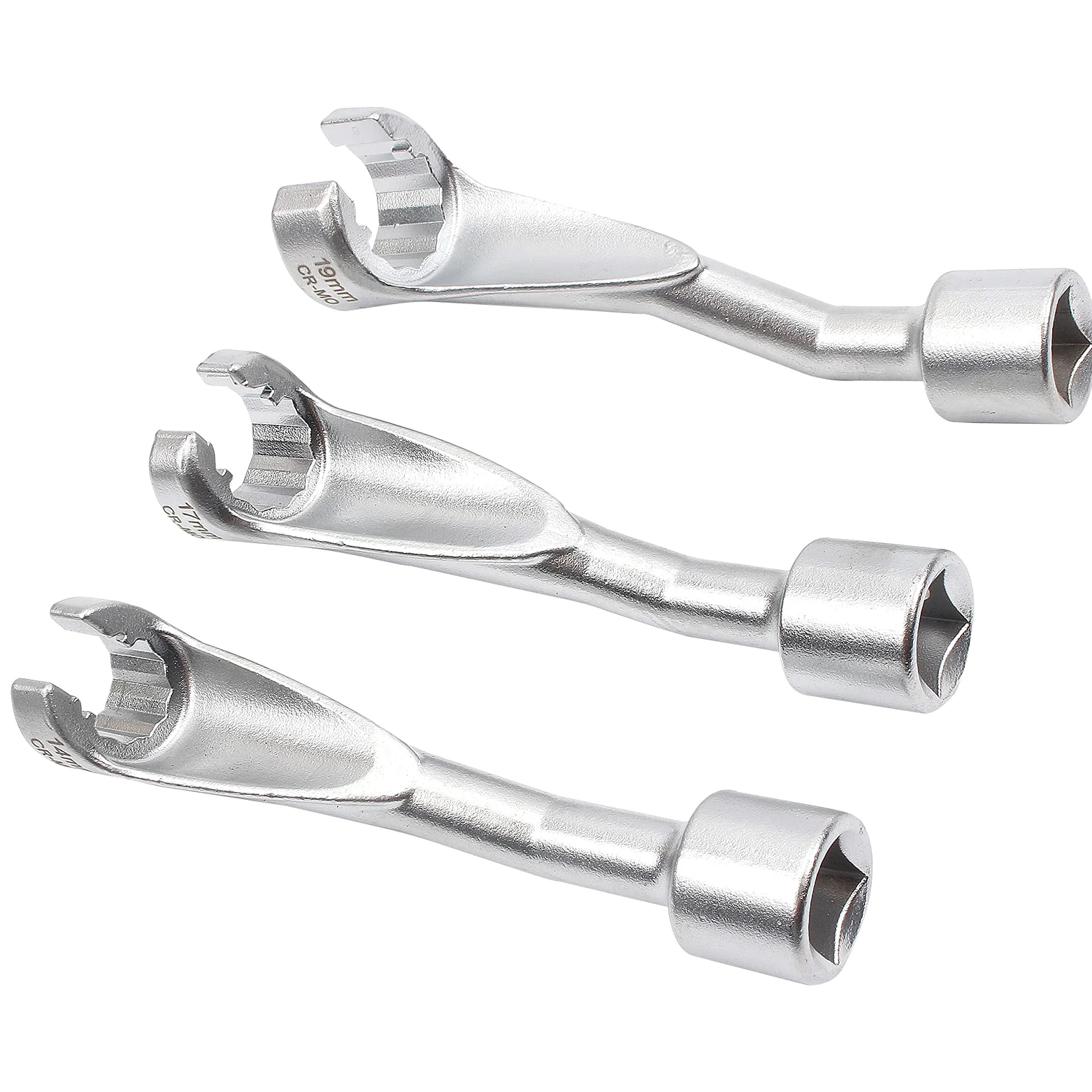 CCLIFE 3 piezas Juego de Llave Especial para Tubos de Inyección 1/2" Llaves Inyectores 14/17/19mm, llave de tubo con anillo de apertura de 6 lados, CR-MO