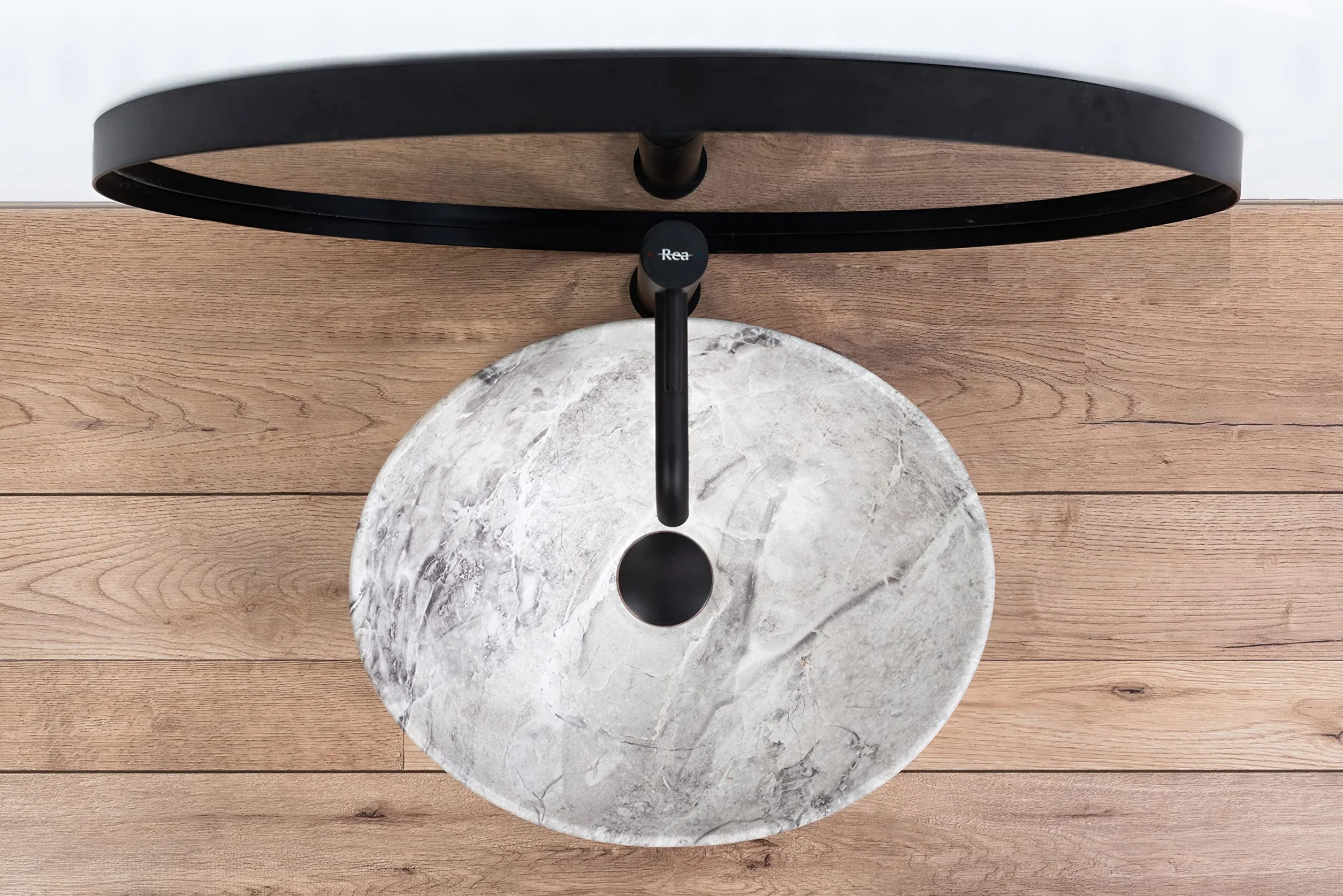 VBChome Lavabo de cerámica de 41 x 35 cm, diseño de piedra, mármol gris, pequeño lavabo para invitados, modelo 2