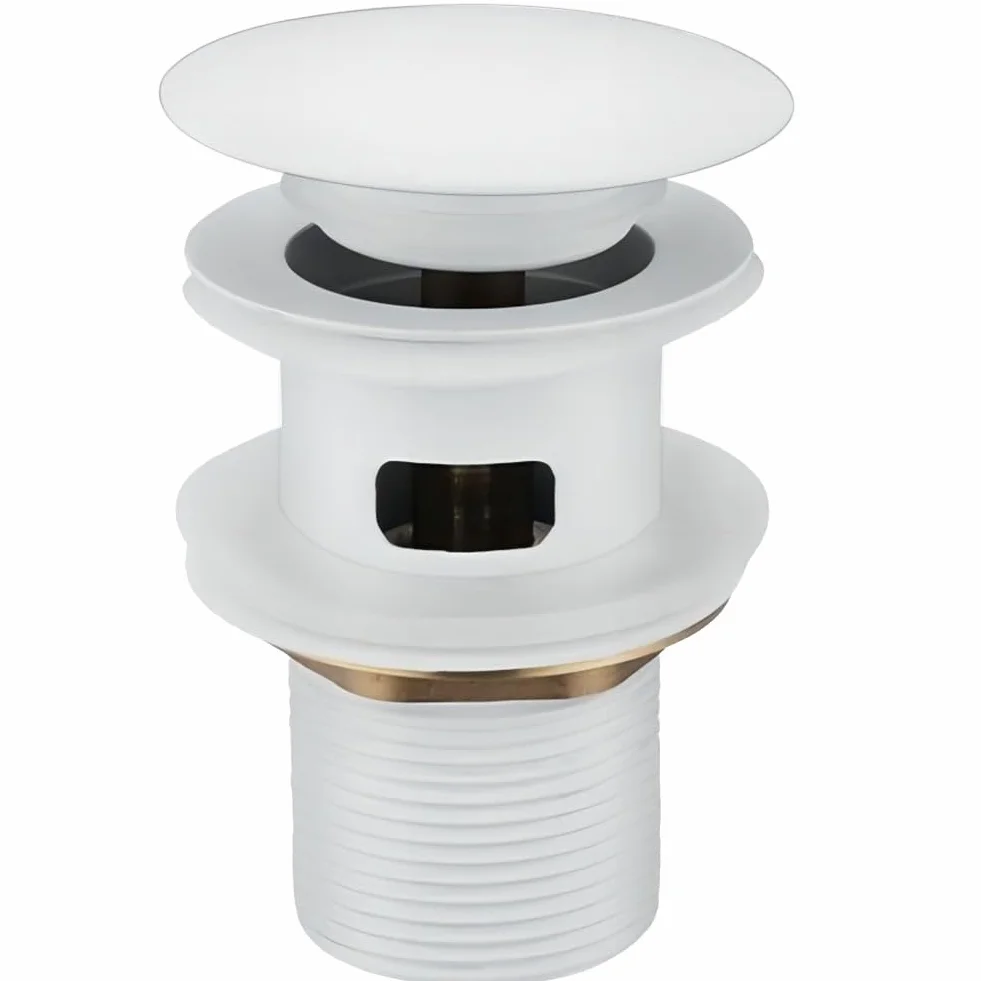 Juego de desagüe para lavabo con rebosadero, válvula pop-up universal, blanco