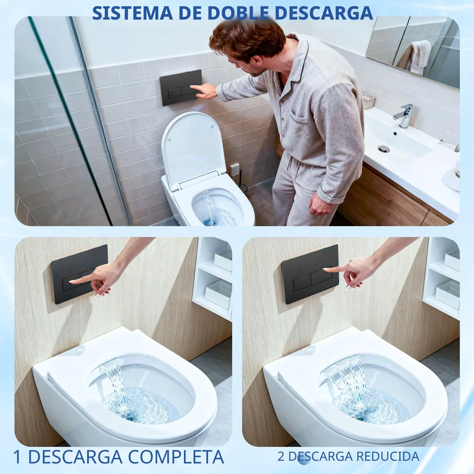 Placa de pulsador Para Geberit Sigma, Compatible con Geberit Sigma 01, UP300, UP320 Cisterna de Inodoro Empotrada, Incluye Kit de Palanca de Descarga y Marco de Instalación