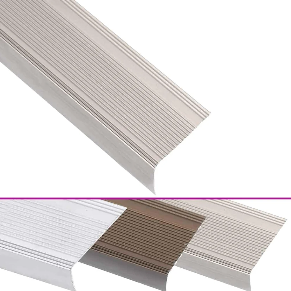 vidaXL Perfiles de peldaños Forma de L 5 uds Aluminio champán 100 cm, cantonera para peldaños, Perfil de Seguridad para Escalera, Laminado para peldaños