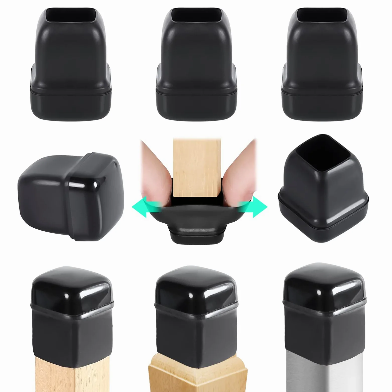 RCHYFEED 24 Protectores Patas Sillas Muebles para Alfombra y Piso, Silicona Tapas Deslizantes para Patas de Sillas con Almohadillas de Teflón, 14-19mm Planeadores de Teflón para Patas de Mesa Sofa
