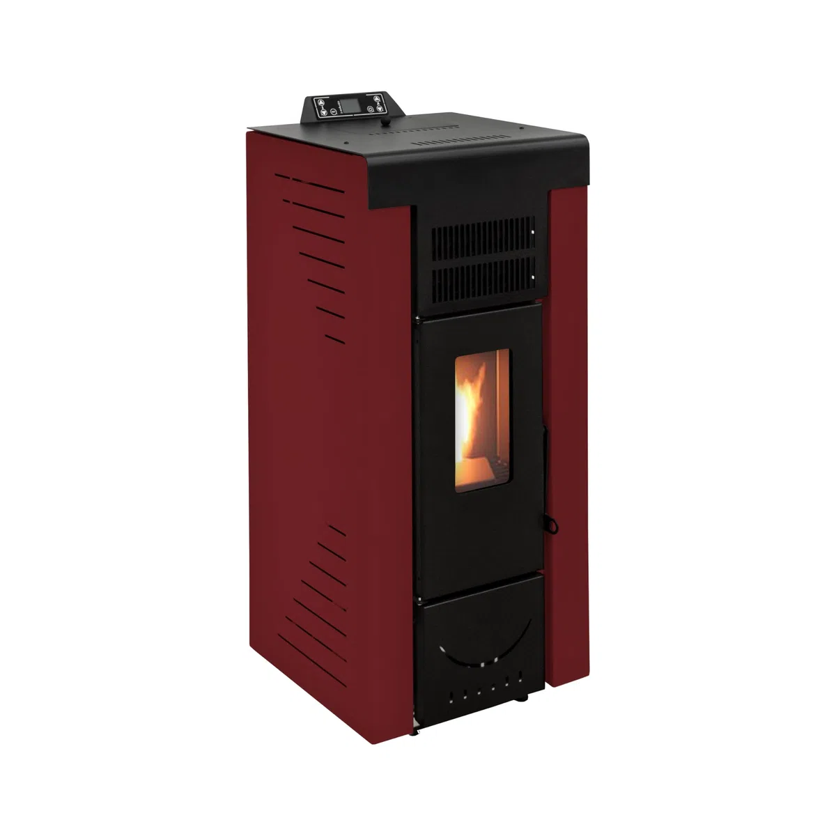 STUFE A PELLET ITALIA - Mod NIAGARA Canalizada de 14 kW - Eficiencia 89%, Calentador 130 m², Autonomía 15 H, 5 velocidades, 5 niveles de potencia, programable, garantía 24 meses (Rojo)