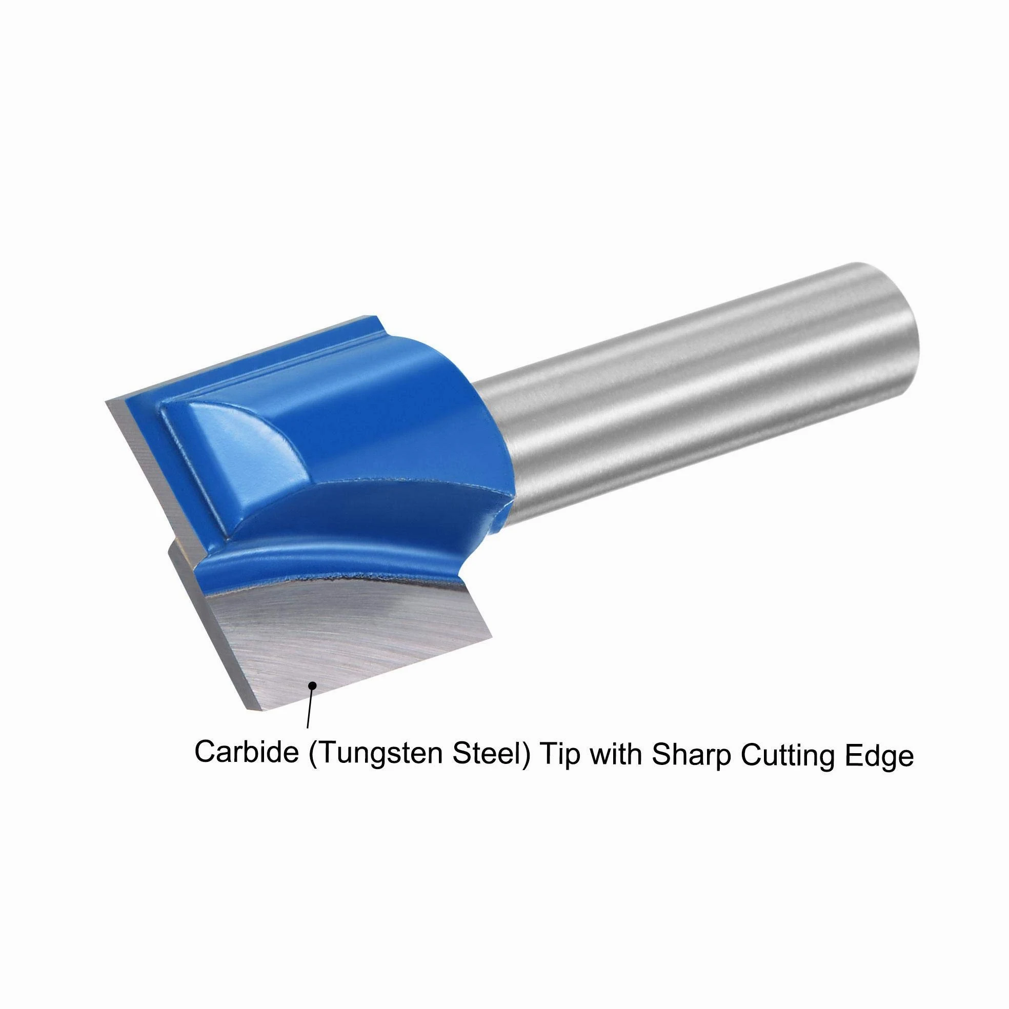 sourcing map Broca de limpieza inferior de vástago de 19 mm de diámetro, 8 mm, 2 flautas de carburo con punta sin recubrimiento para carpintería
