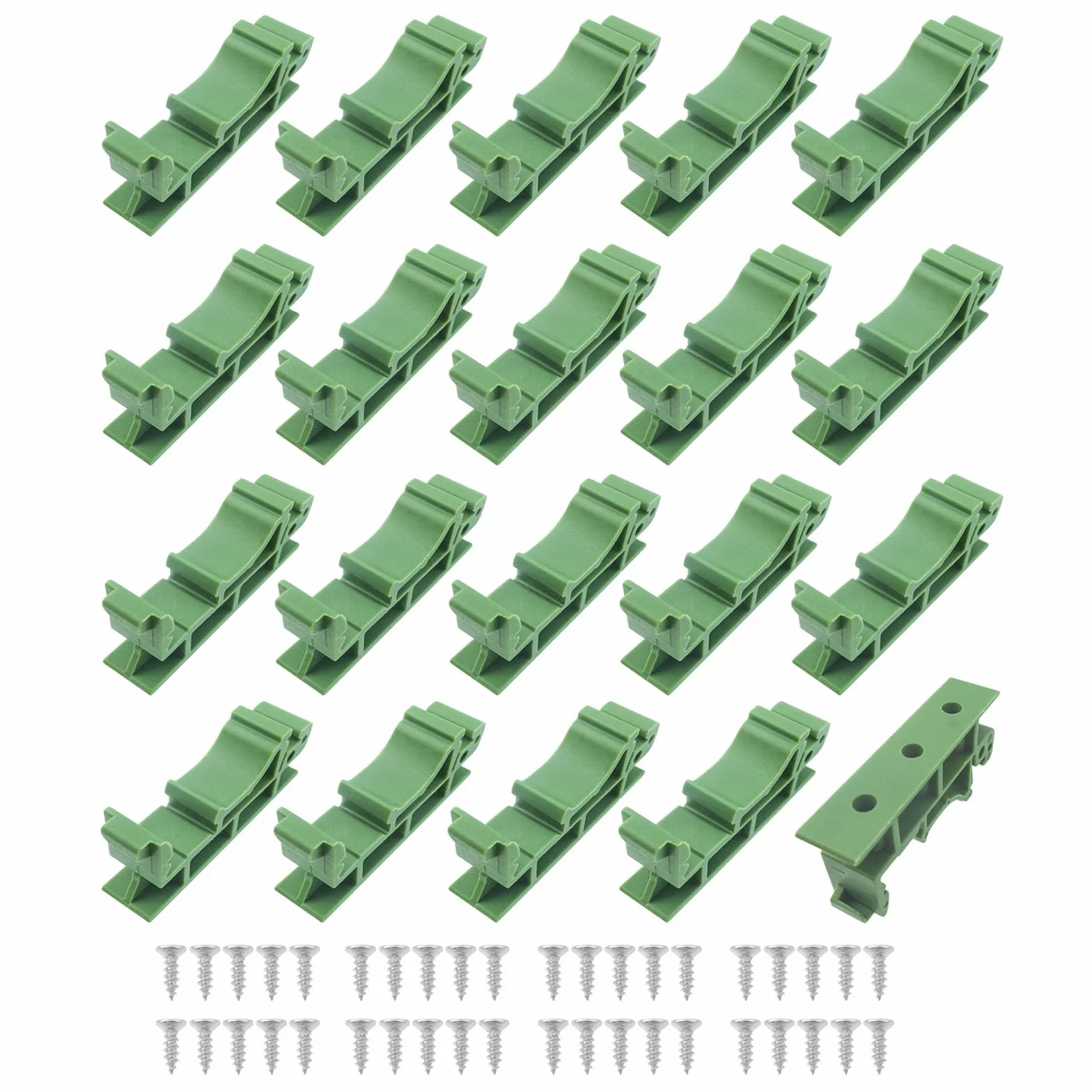10 juegos(20 Piezas) Adaptador de Riel DIN C45 Soporte con Tornillos,Adaptador de Riel Placa de Circuito para carril DIN 45,verde