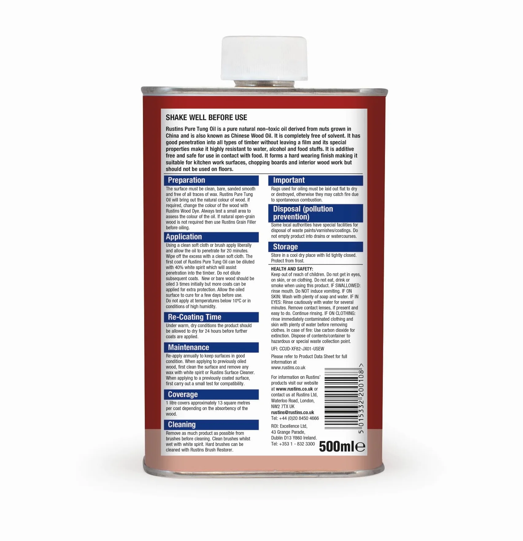 Rustins TUNO500 - Aceite de tung 500ml