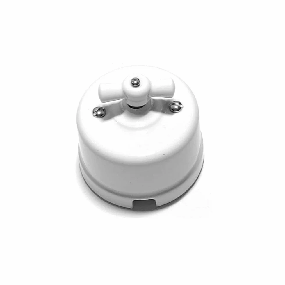 F Line Interruptor-conmutador de superficie de porcelana blanca con lazo