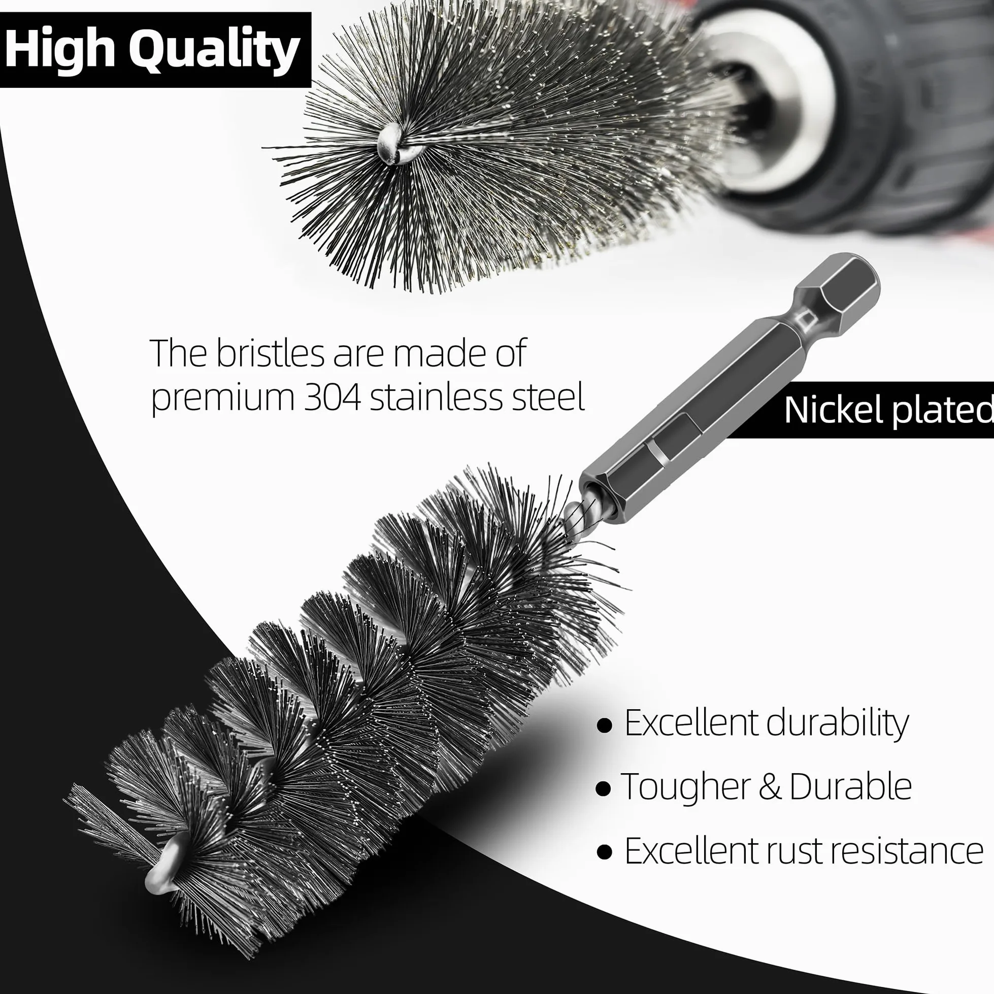 ASNOMY 14Pcs Cepillos de Alambre para Taladro, 8-25 mm Cepillo cilíndrico de acero inoxidable, con barra hexagonal, Cepillo Metálico para Limpieza y Pulido Superficies Metálicas Desoxidar