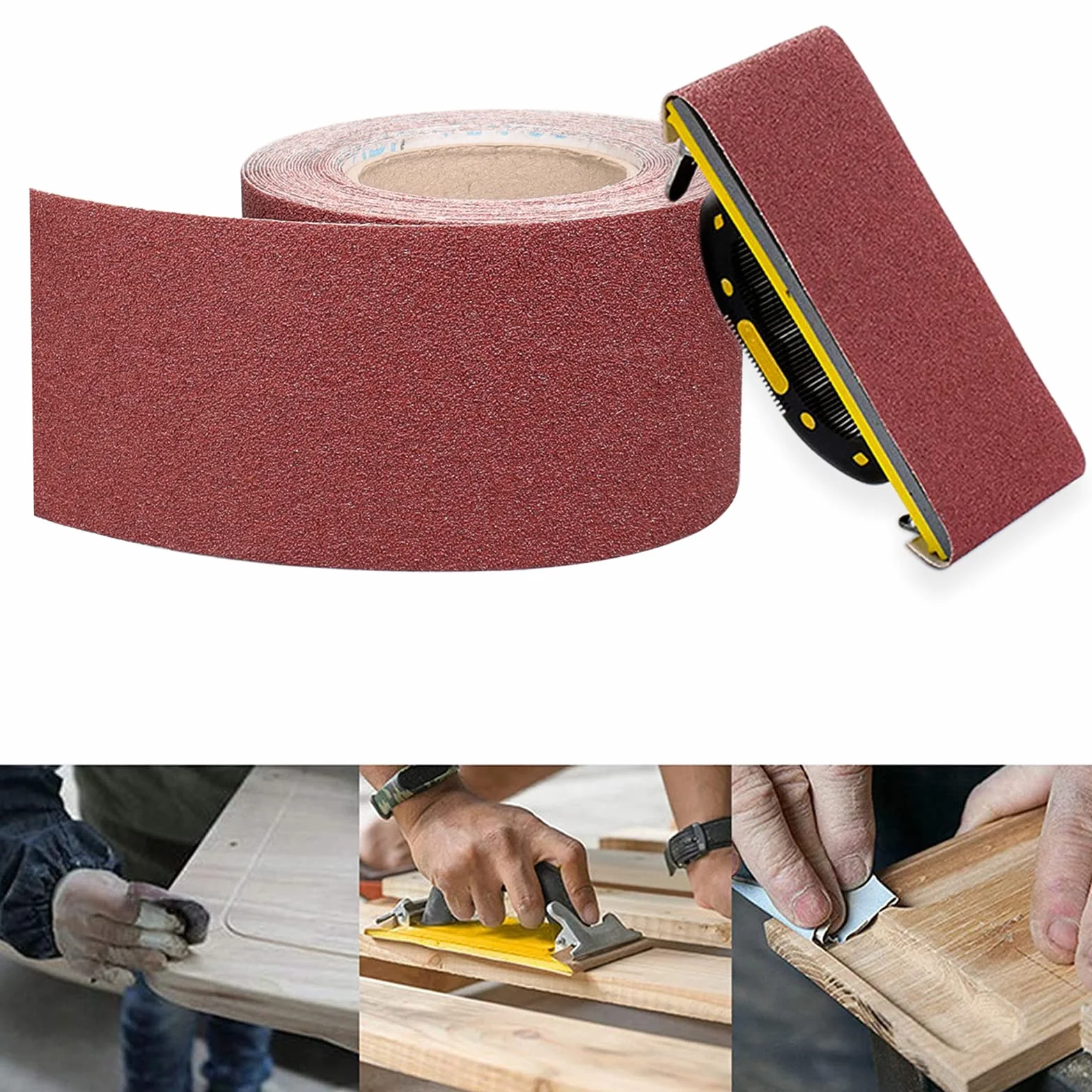Rollo de Papel de Lija Grano 120, 93 mm x 10 m, Lijador de Corindón Paño Suave para Madera Metal Acero Inoxidable
