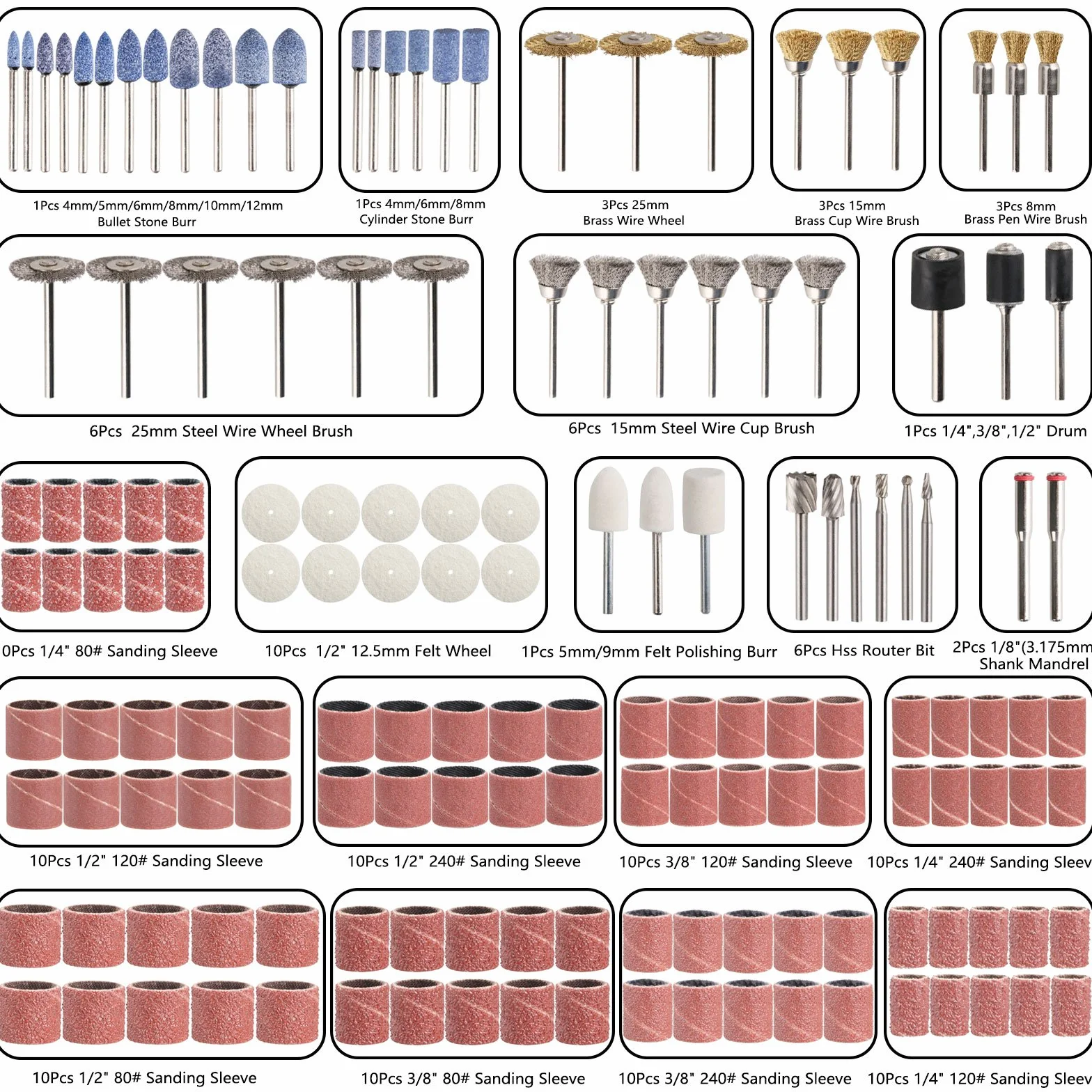 ZFE 217 piezas, juego de accesorios para Dremel Proxxon y multiherramienta para modelar Super para Dremel, Proxxon, herramienta multifunción con mango de 3 mm