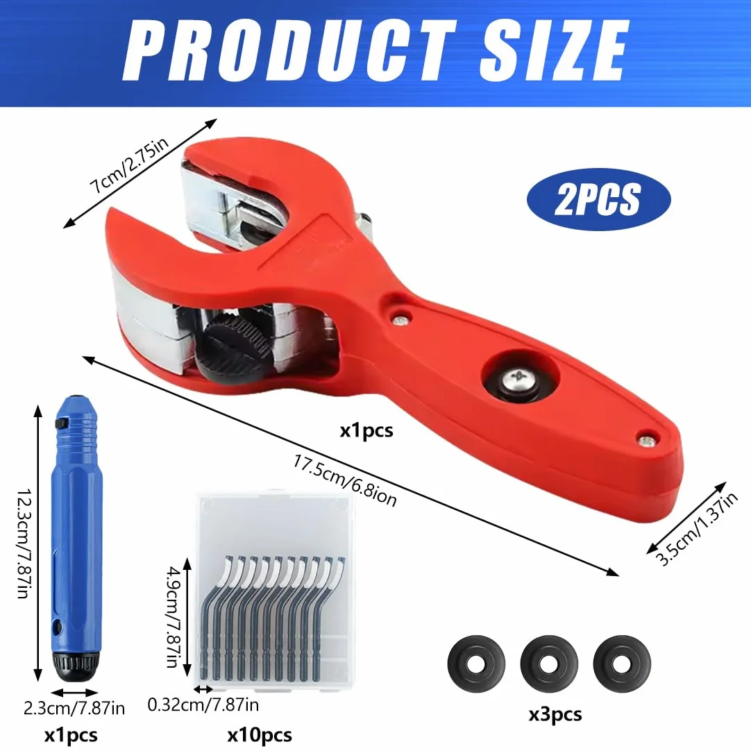Cortador de tubos de trinquete con 3 ruedas de repuesto y herramientas de desbarbado, 8-29 mm, cortador de tubos de cobre, cortador de tubos de precisión, acero inoxidable, tubos de cobre, adecuado