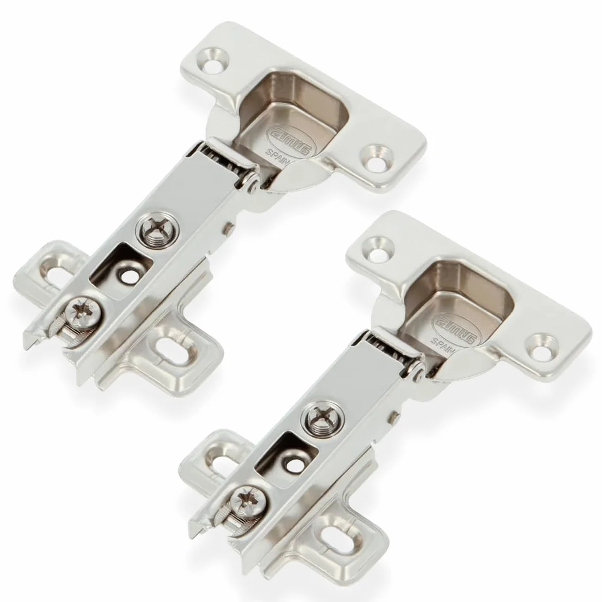 Amig Pack de 2 Bisagras de Cazoleta Rectas Ø35 mm Acero Niquelado Apertura 110° Instalación Oculta para Muebles