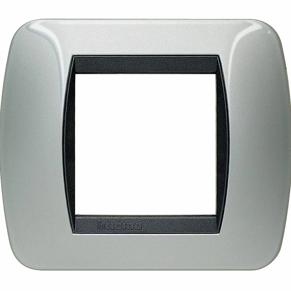 BTICINO L4802AL - LIVING INT - PLACCA 2 POSTI ALLUMINIO