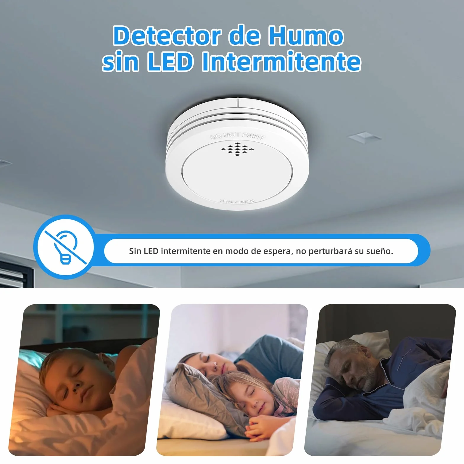 Detector de Humo 10 Años Alarma Incendios Red Batería CR123A 85 dB 1 Unidad