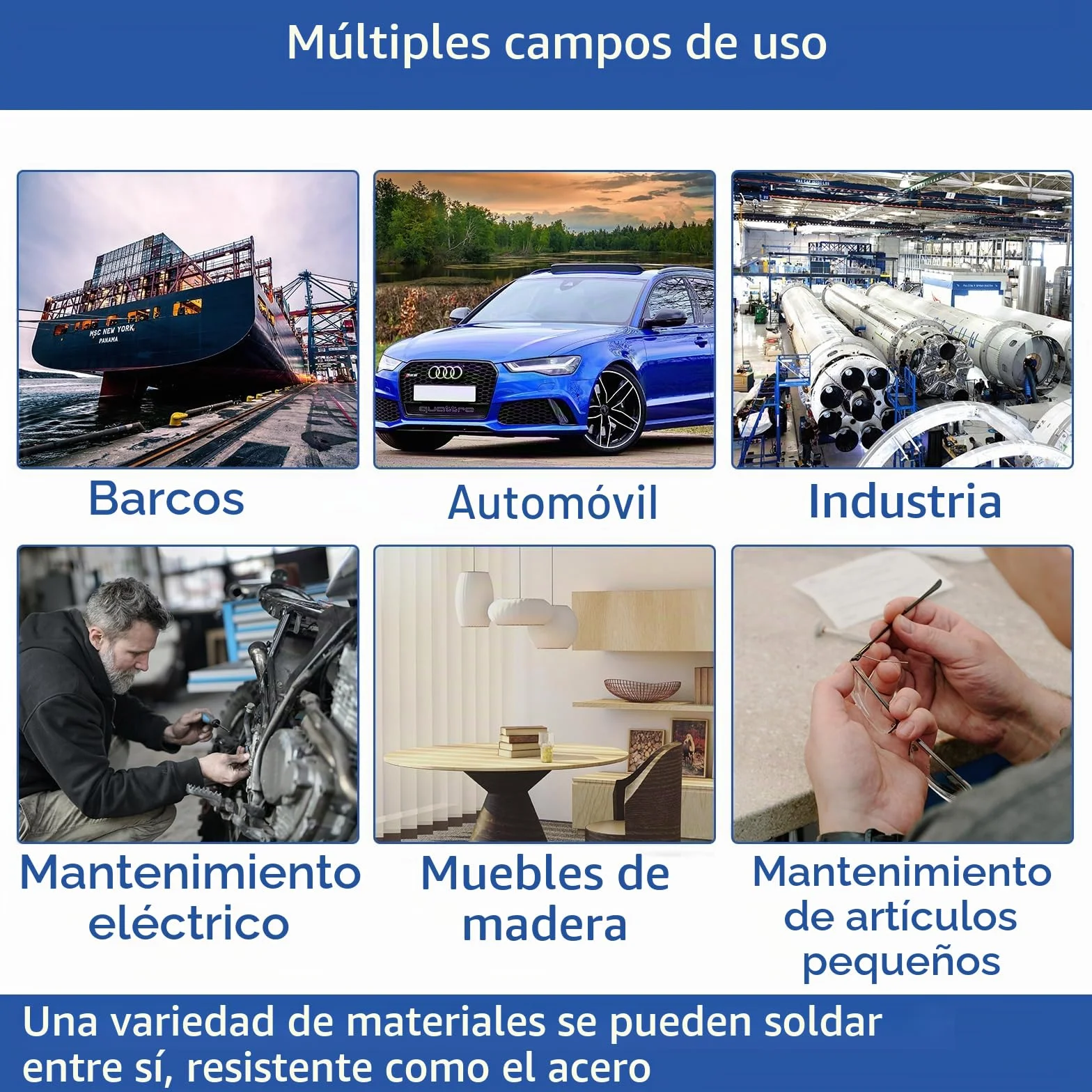 EIGTWEN Pegamento metálico resistente al calor, adhesivo extra fuerte para reparación de grietas y roturas en metal, acero inoxidable, plástico, madera