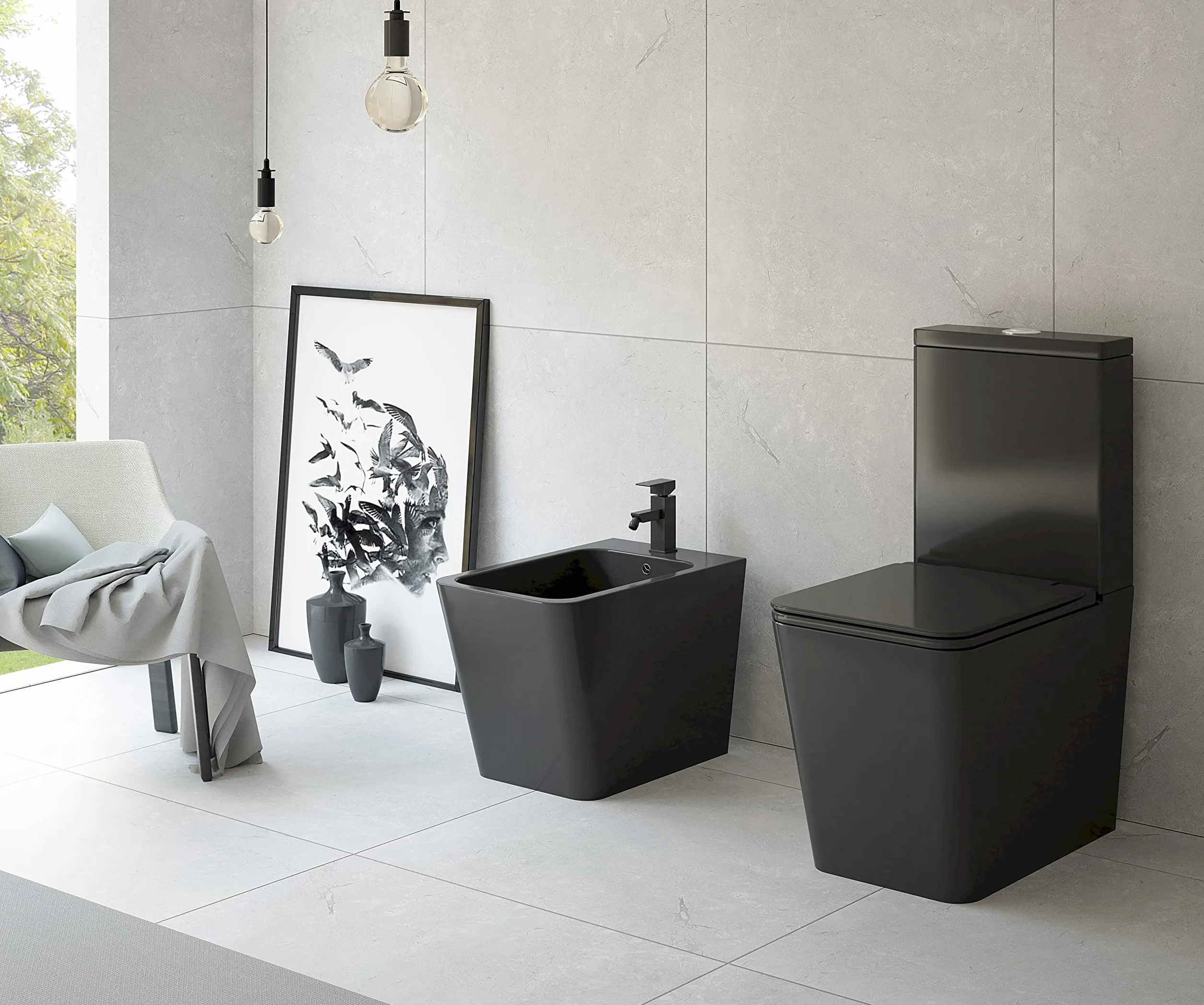 Inodoro BTW Pisa Compacto | 7 Años de garantía | Color Negro Mate | 340x605x810 mm