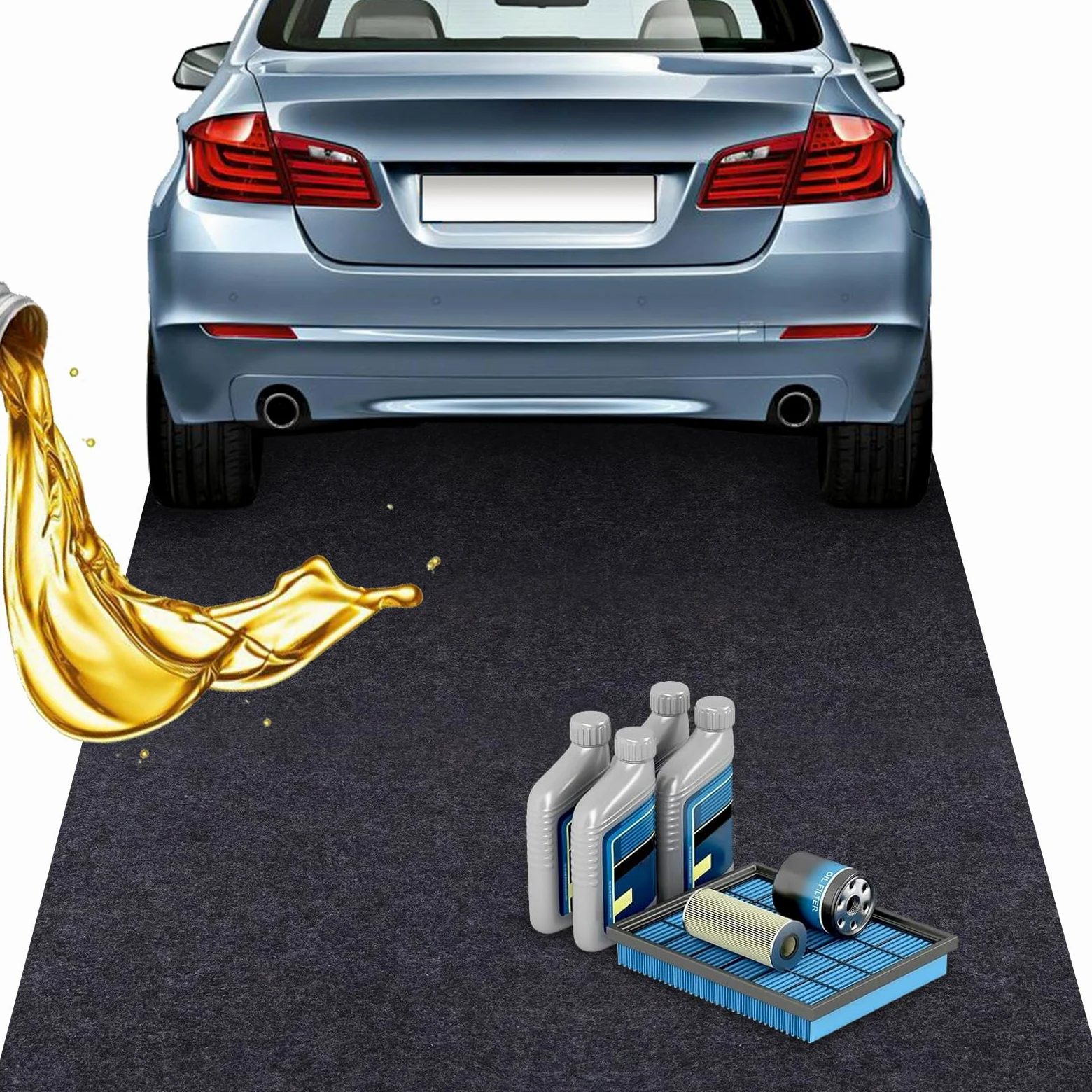 YSOOUA Alfombrilla para Suelo de Garaje 100x200cm Premium Estera de Recogida de Aceite Multifunción Cortable Estera para derrames de Aceite en el Garaje Estera de Aceite Reutilizable (100 * 200cm)