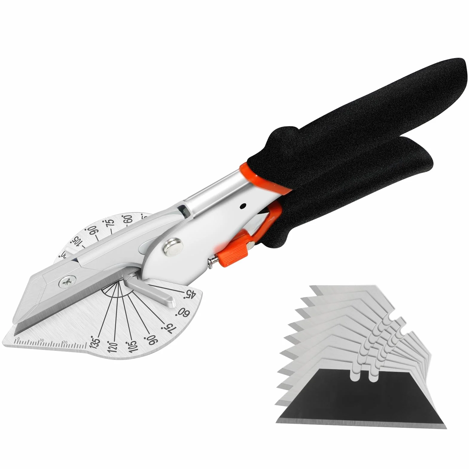 FLORA GUARD - Tijeras de inglete para corte preciso en plástico, goma y madera, ajustables de 45 a 135 grados, con 10 cuchillas de repuesto