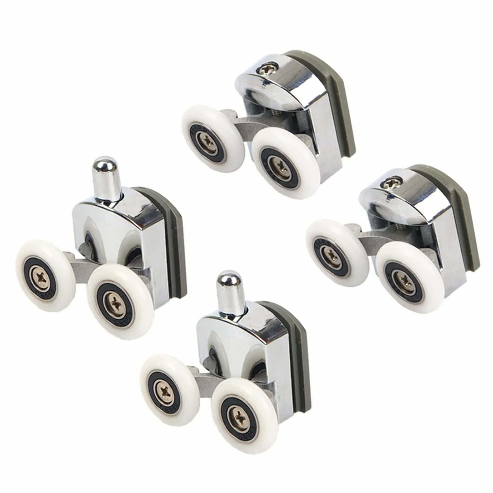 Juego de 4 ruedas para puerta corredera versátiles para puerta de ducha con altura ajustable para puertas de cristal