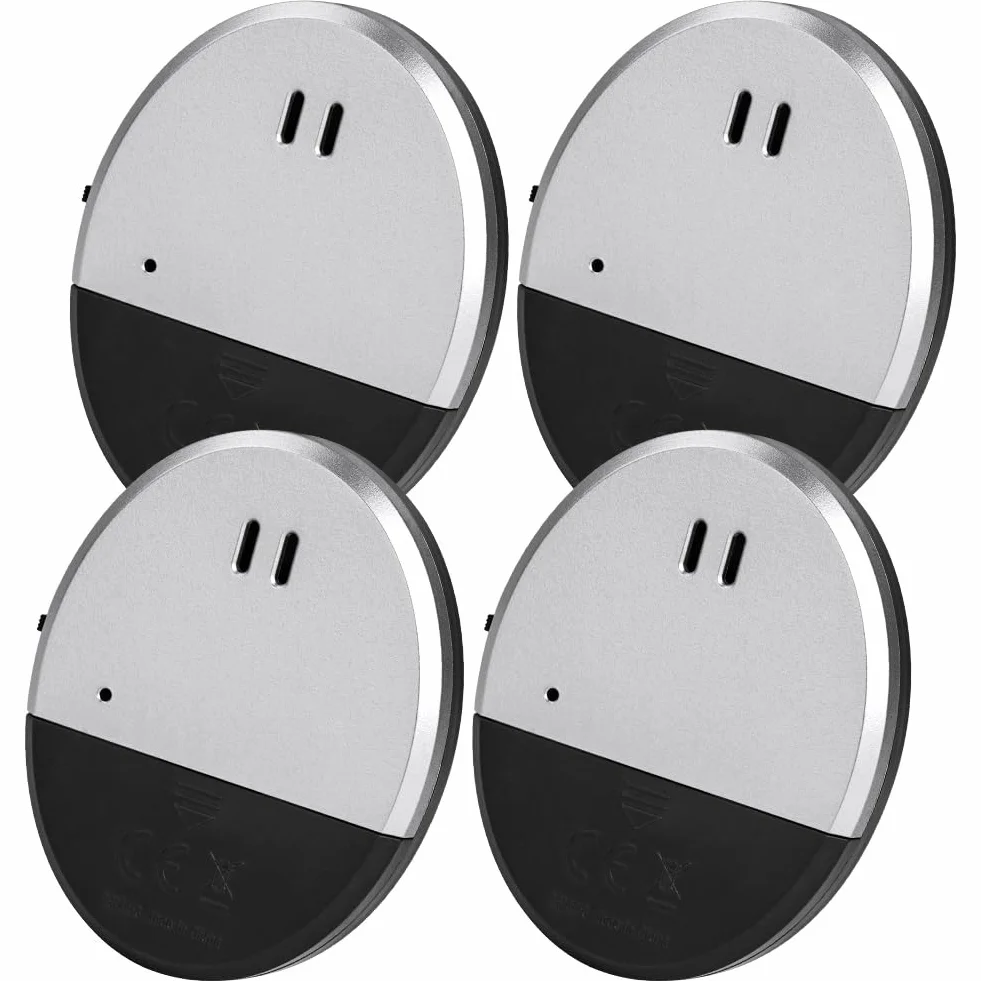 Flintronic Paquete de 4 alarmas de ventana, sensores de alarma de vibración ultrafinos de 130 dB, alerta de seguridad de rotura de vidrio, detecta roturas de vidrio y vibración, adecuado para el hogar
