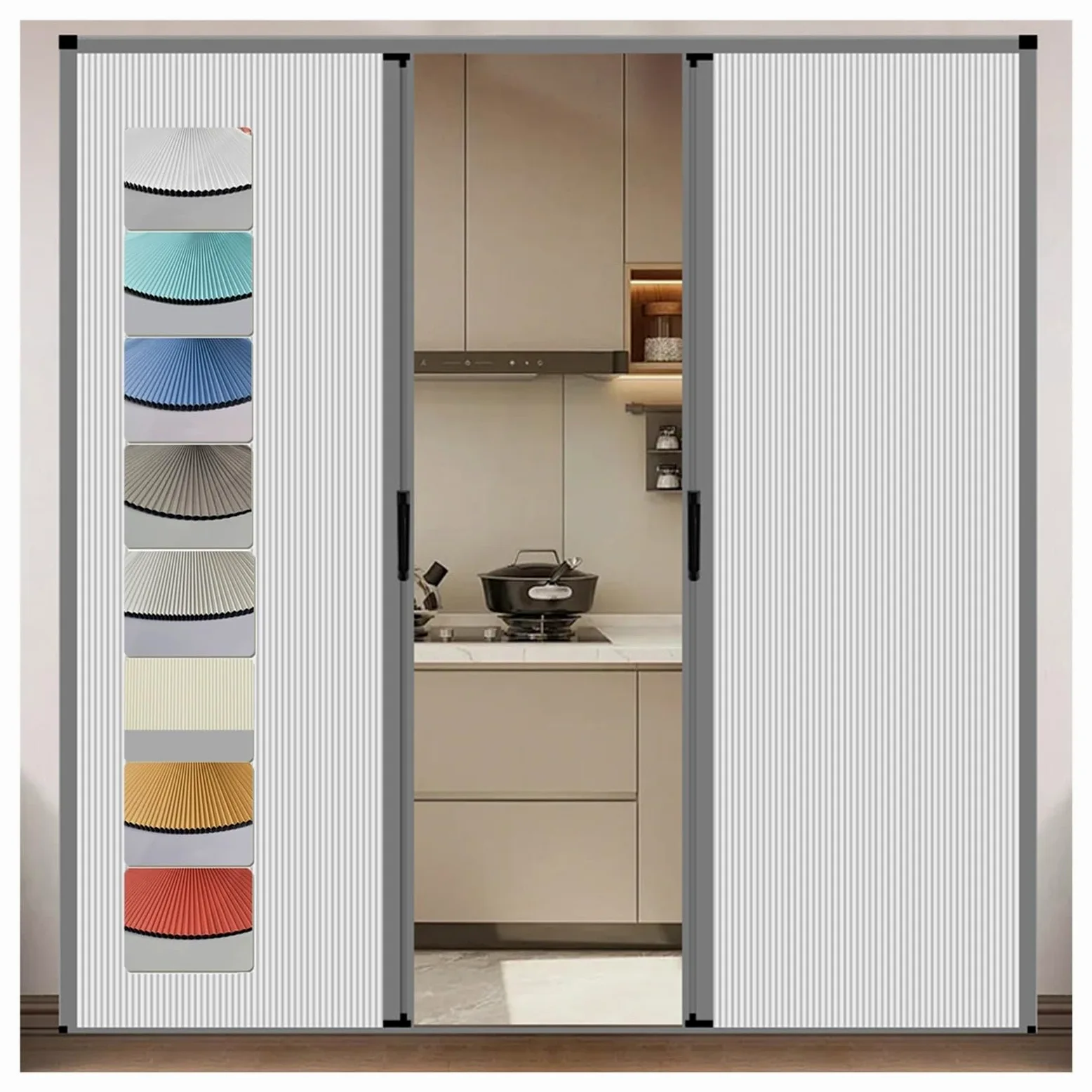 WIGING Sin Necesidad De Taladrar Puerta Plegable Interior Riel Inferior Tabique Impermeable Puerta Alveolar Puerta Plegable para Dormitorio, Baño, Patio, Cocina, Caravana, Sótano, Oficina