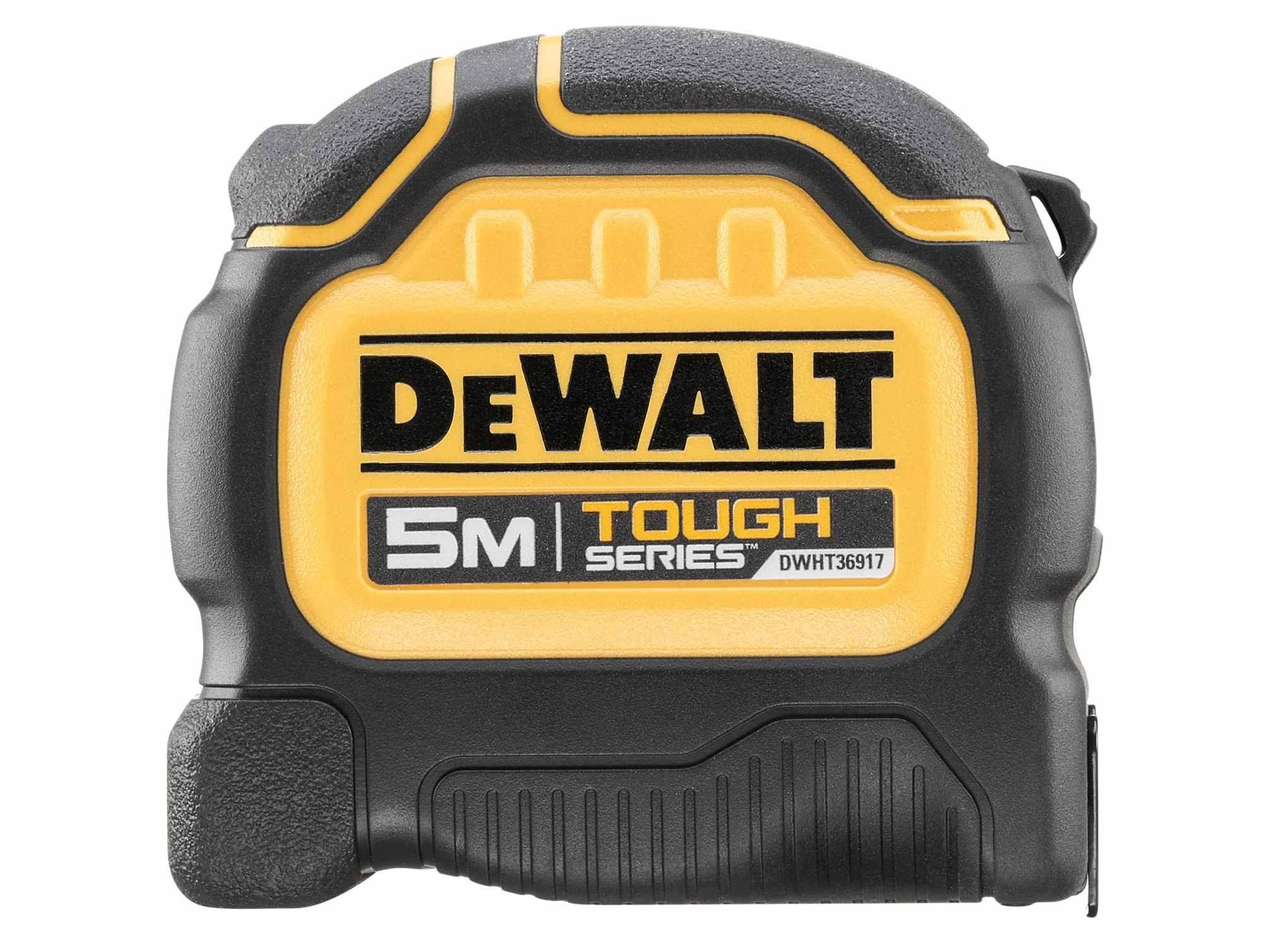 DeWALT TOUGHSERIES™ - Cinta métrica de 5 m (ancho 32 mm) (solo métrica) Rip-Shield; revestimiento de hoja que proporciona una mayor durabilidad, carcasa ultra resistente que mantiene la cinta segura y