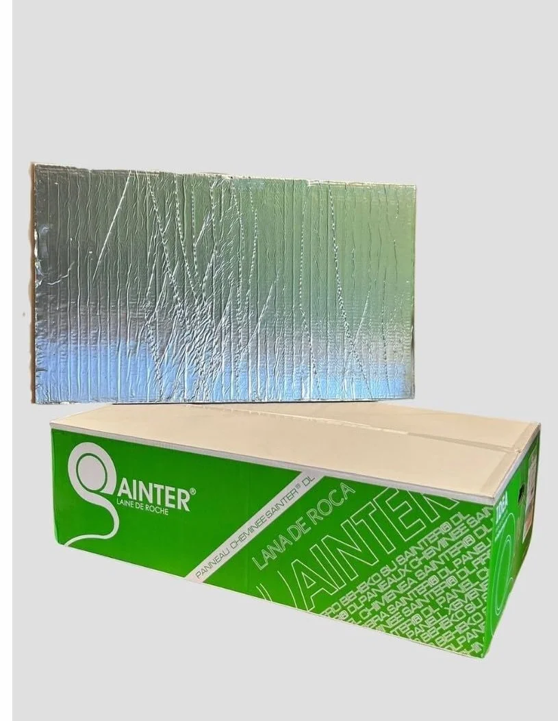 Sainter® Placa de Lana de Roca con Aluminio, Aislamiento para Chimeneas, 1000x600x30mm, Alta Densidad 100kg/m³