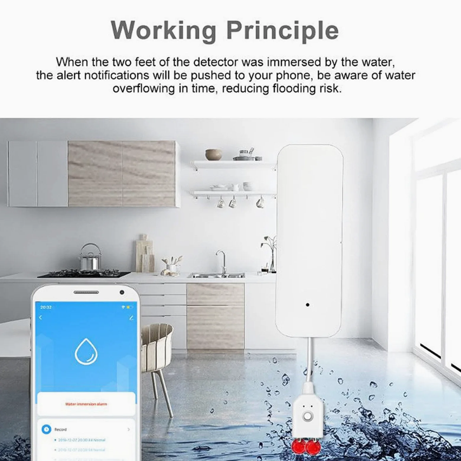 Sonew Alarma Inteligentede Fuga de Agua WiFi, Detector de Desbordamiento de Agua y de Inundaciones en el Hogar, Mensaje de Alarma en Tiempo, Real Push a Través de la Aplicación, de Seguridad