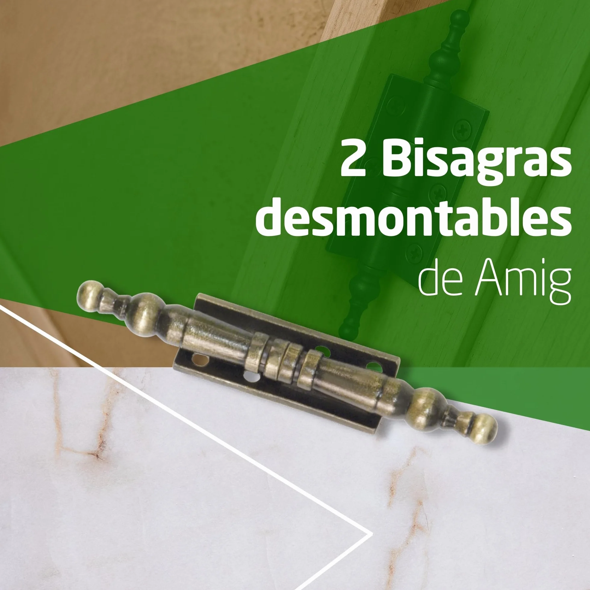 Amig Bisagra Desmontable Decorativa Zamak 100 x 10 mm Cuero para Puertas Abatibles Armarios