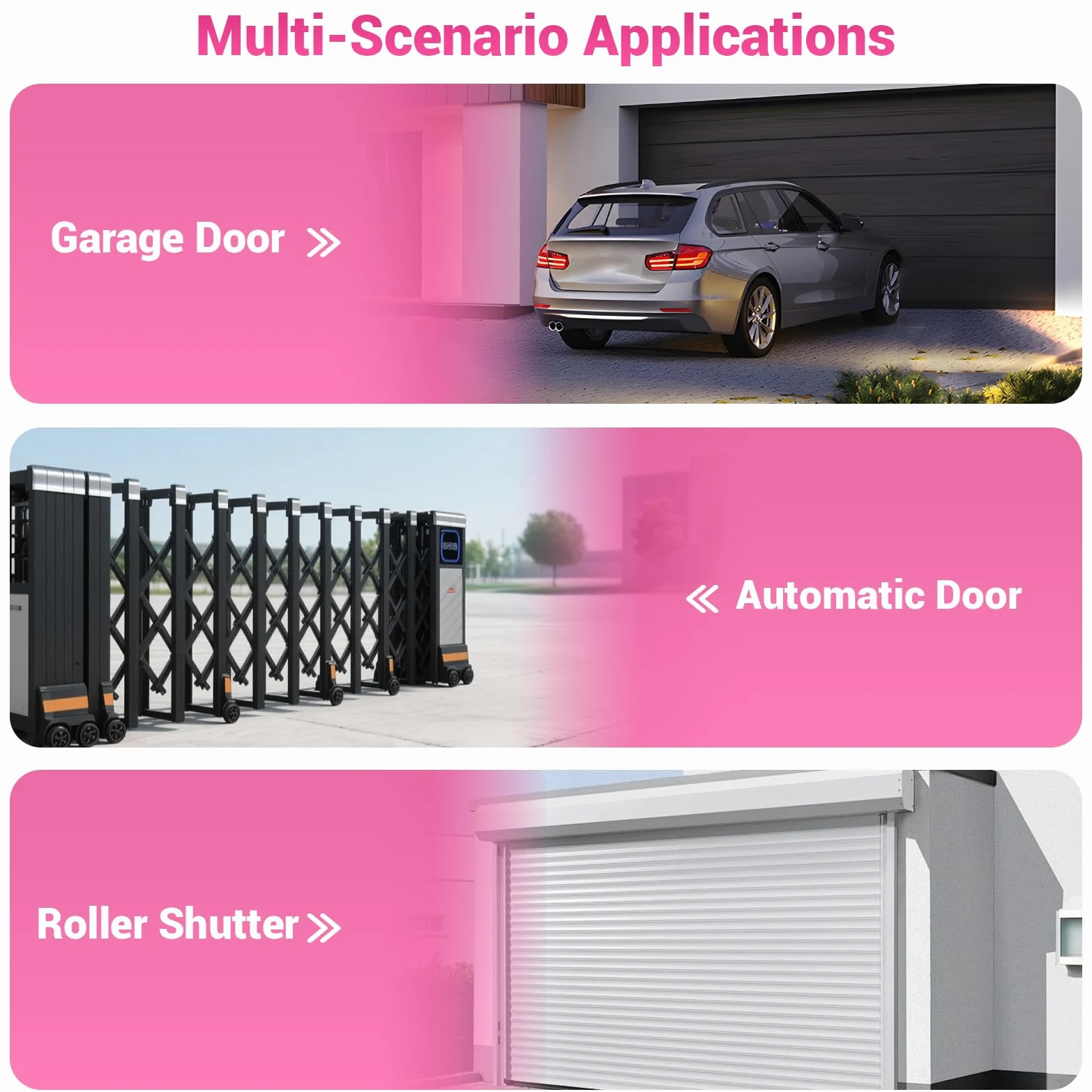 3 x AAM0049 - Mando a distancia para puerta y garaje - Compatible con SCS Sentinel - 433,92 MHz - 4 canales - Código secreto giratorio y largo alcance - Rosa