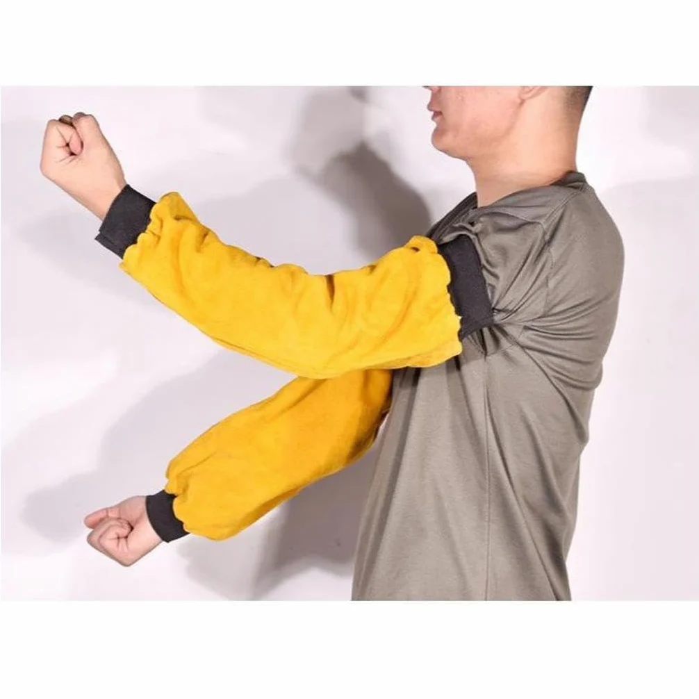 1 Par de Resistentes de material cuero para Soldadura con Elástico, Amarillo a