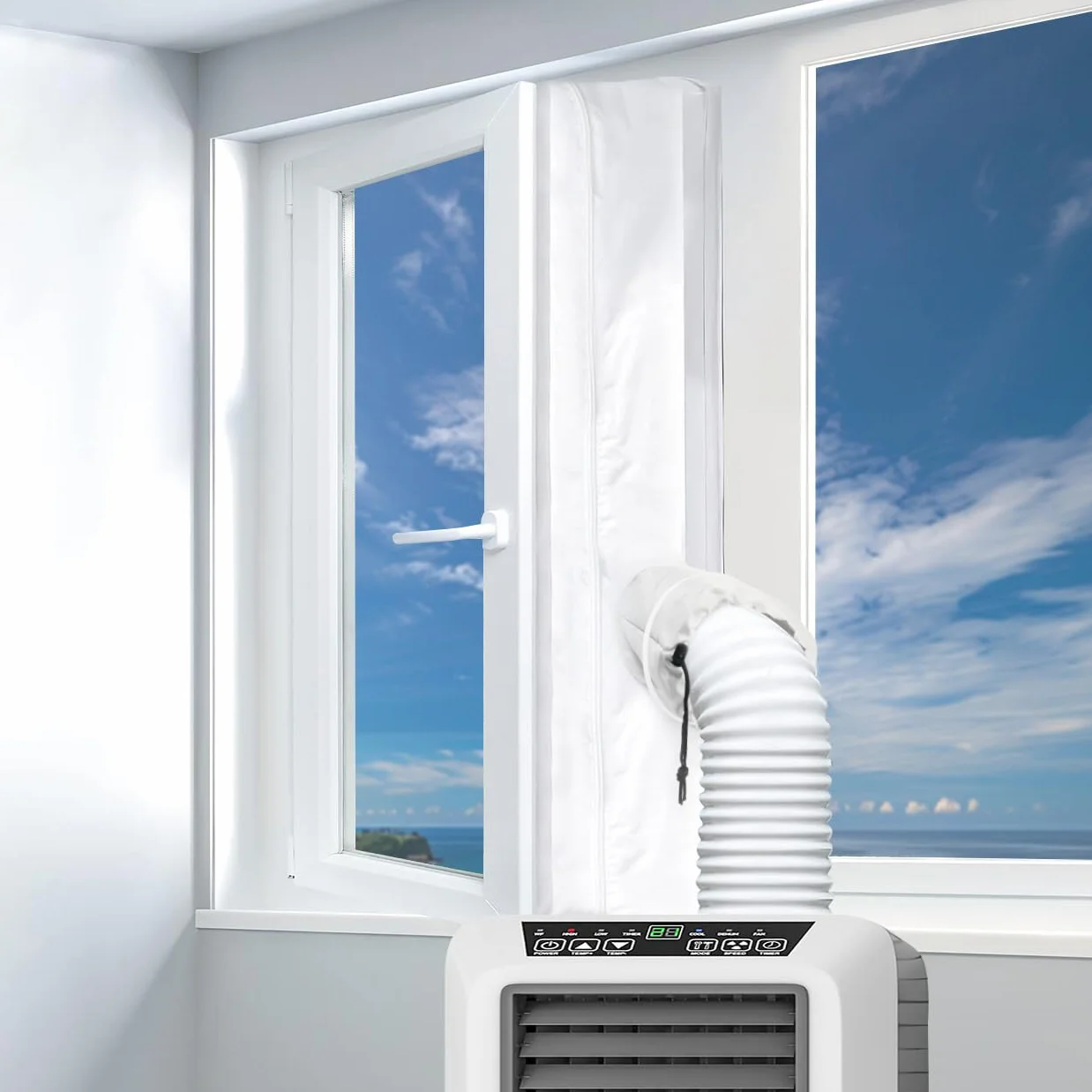 400 cm de aire acondicionado para ventanas con puños, universal para ventanas batientes y aire acondicionado, juego de sellado portátil para climatizadores móviles y secadoras de ropa