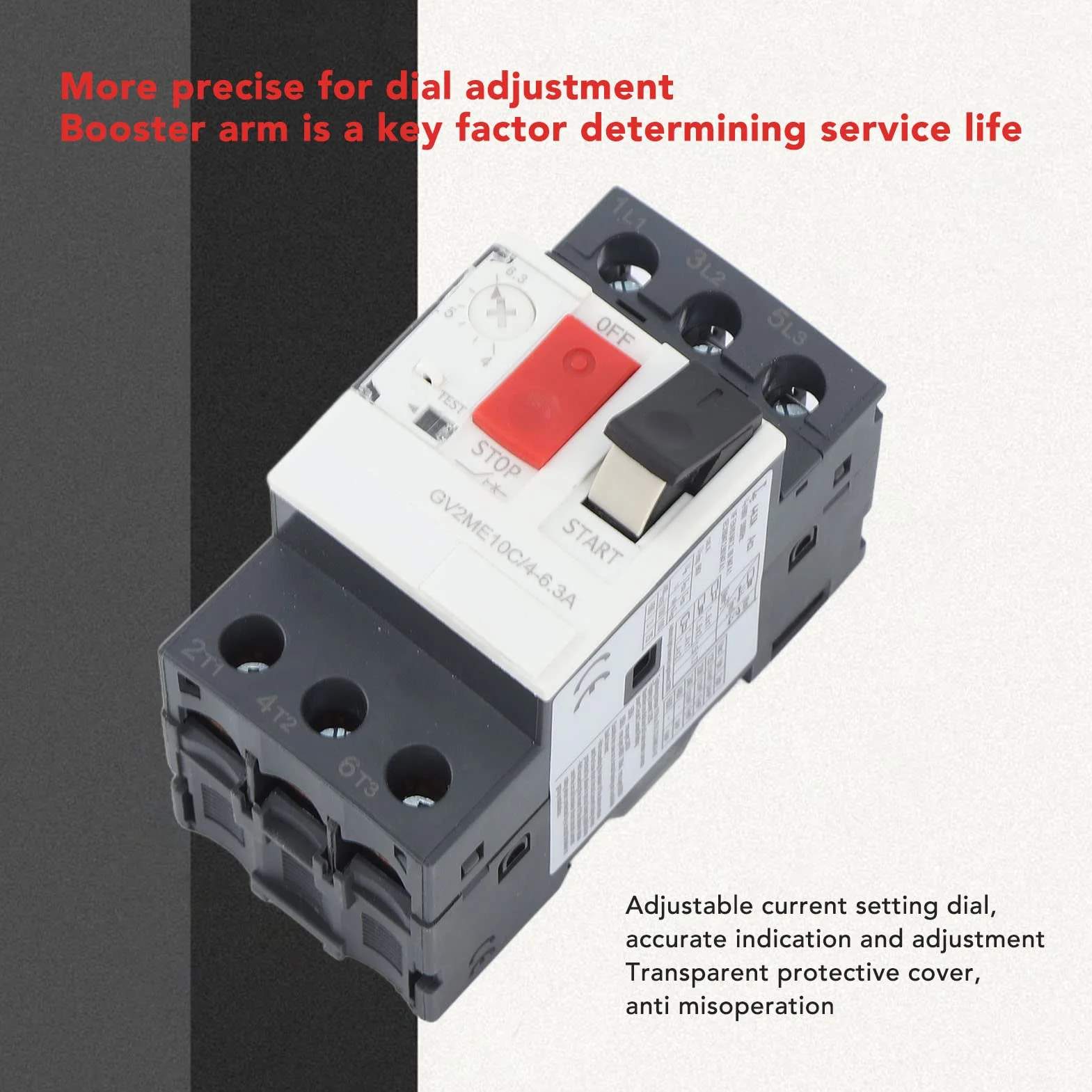 Disyuntor de Motor AC690V Protección contra Cortocircuito de Sobrecarga Interruptor de Protección de Motor Disyuntor con Montaje de Riel de Guía de 35 Mm (GV2-ME14C 6-10A)