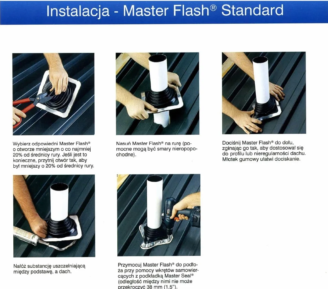 MASTER FLASH® Estándar #6 Junta de paso de techo flexible EPDM Brida antiingreso Resistente a la temperatura Protección de chimeneas Paneles de cables de tubería (121-304 mm) (SQ601BA-SET)