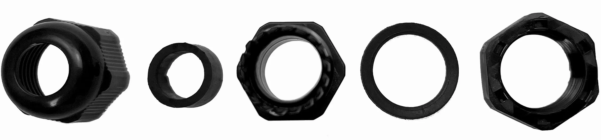 Alkan Glándulas de cable de plástico M12 x 1,5 IP68, 10 unidades, 3-6,5 mm | Pasacables métricos negros con contratuerca, impermeable IP68, paso de cable para cables y cables
