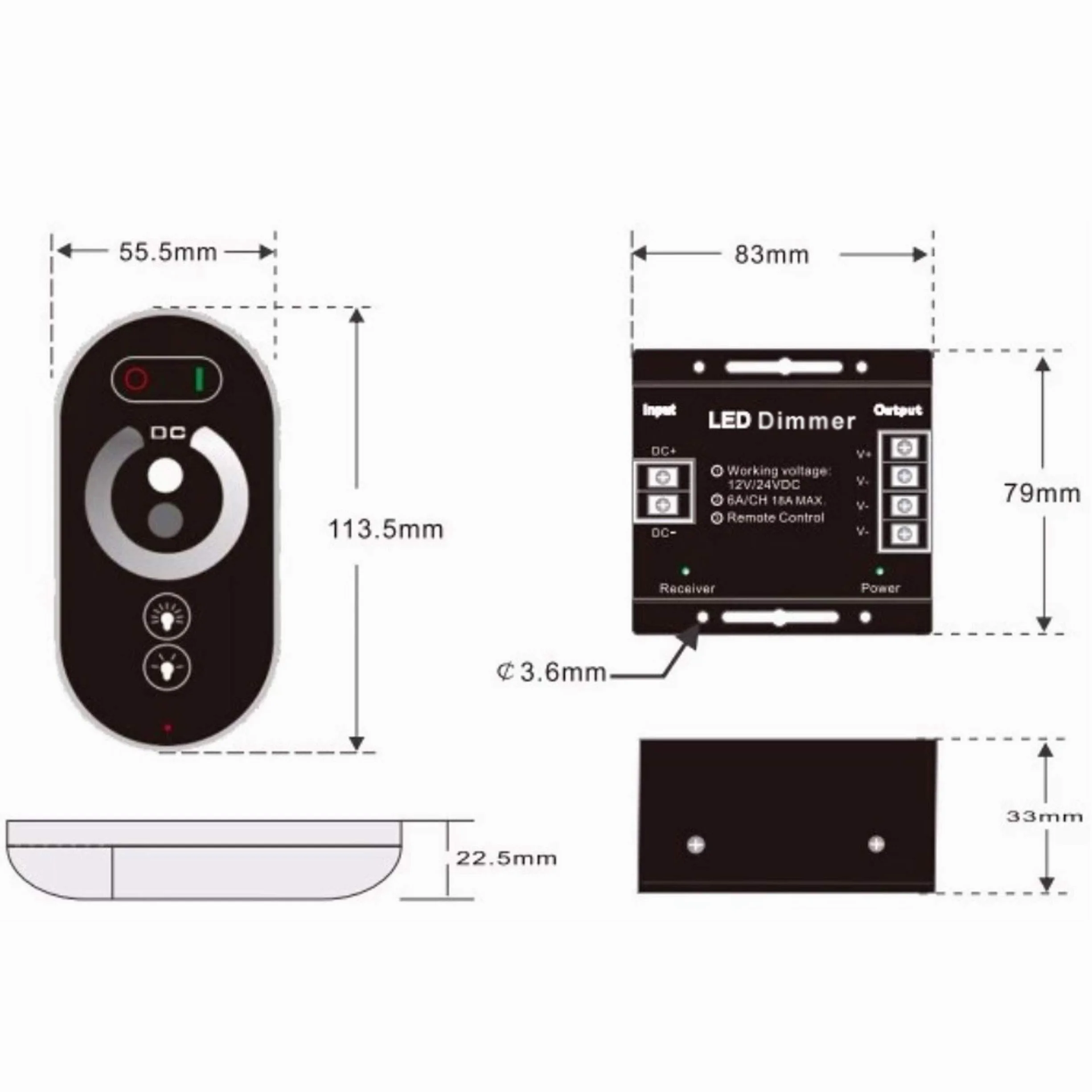 Regulador de Intensidad LED Táctil, 12 V CC, Con Mando a Distancia Para Lámparas LED Regulables, Voltaje CC (18