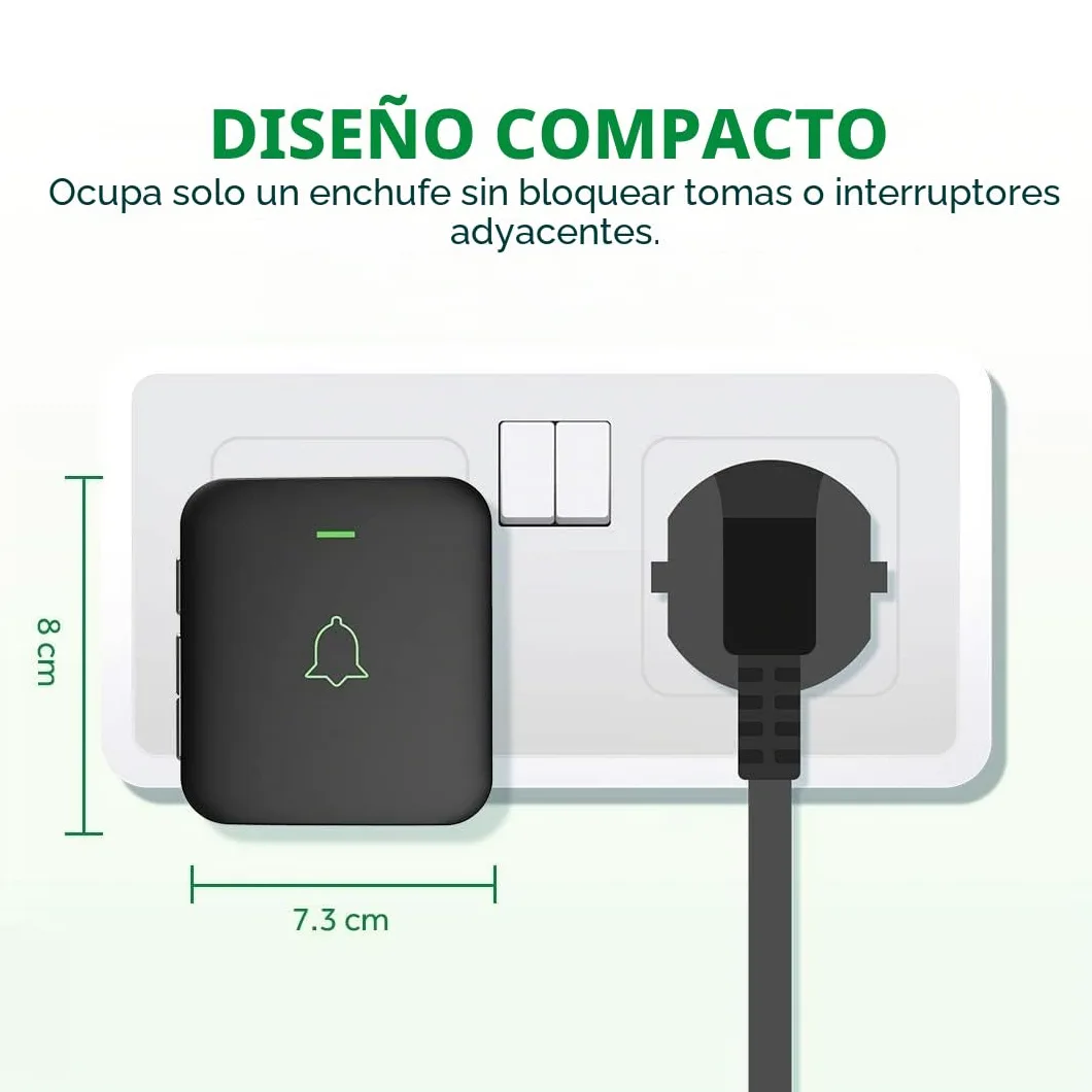AVANTEK CB-11 - Timbre inalámbrico para puerta (300 m, 52 melodías en 5 niveles, con indicador LED, receptor enchufable y fácil de enchufar en el enchufe)…